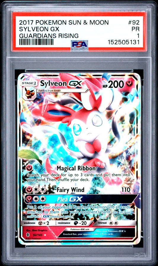 Sylveon GX PSA 1 2017 Pokemon Sun & Moon Guardians Rising #92