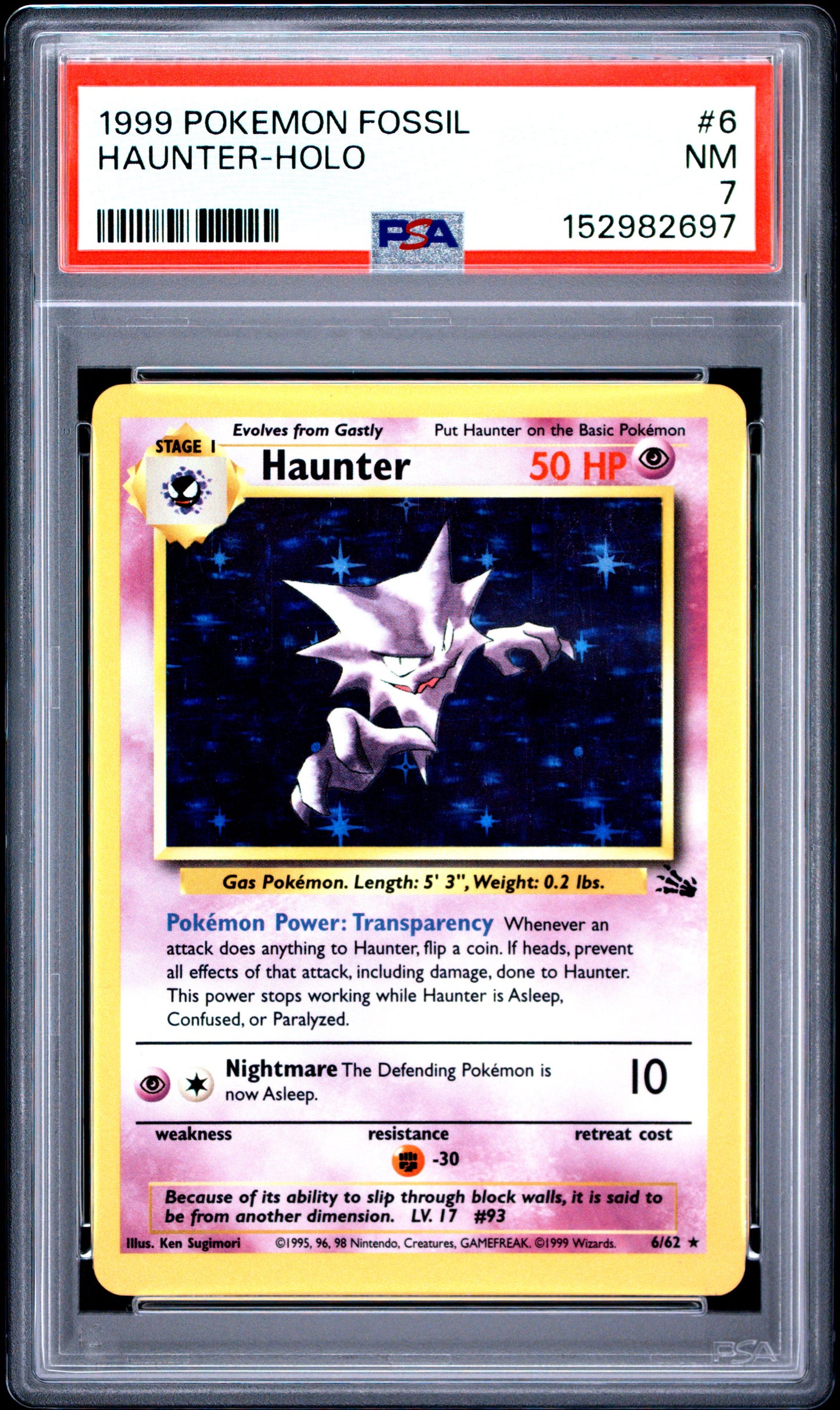 Haunter Holo PSA 7 1999 Pokemon Fossil #6