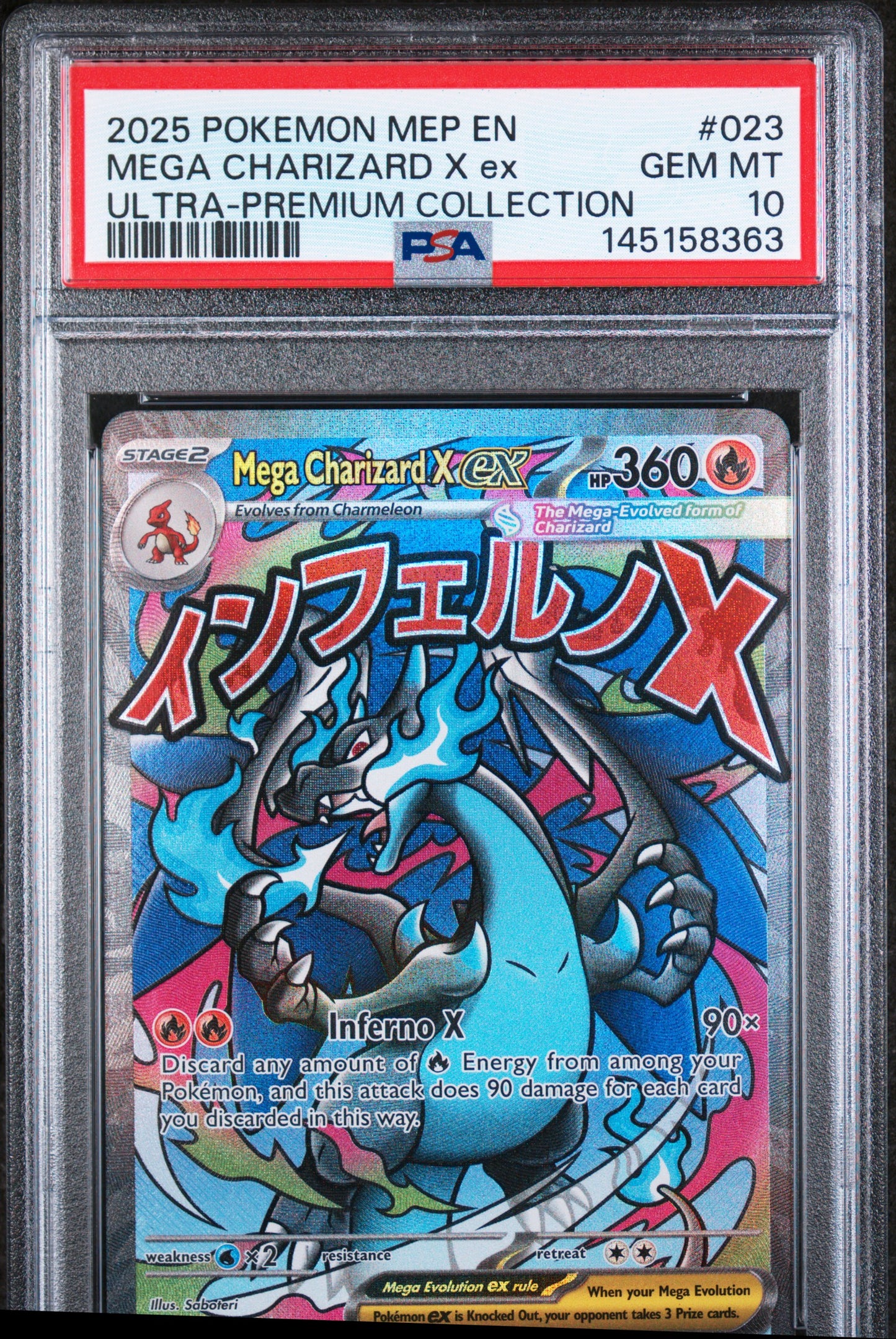 Mega Charizard X ex PSA 10 2025 Pokemon Mep En-Me Black Star Promo #023