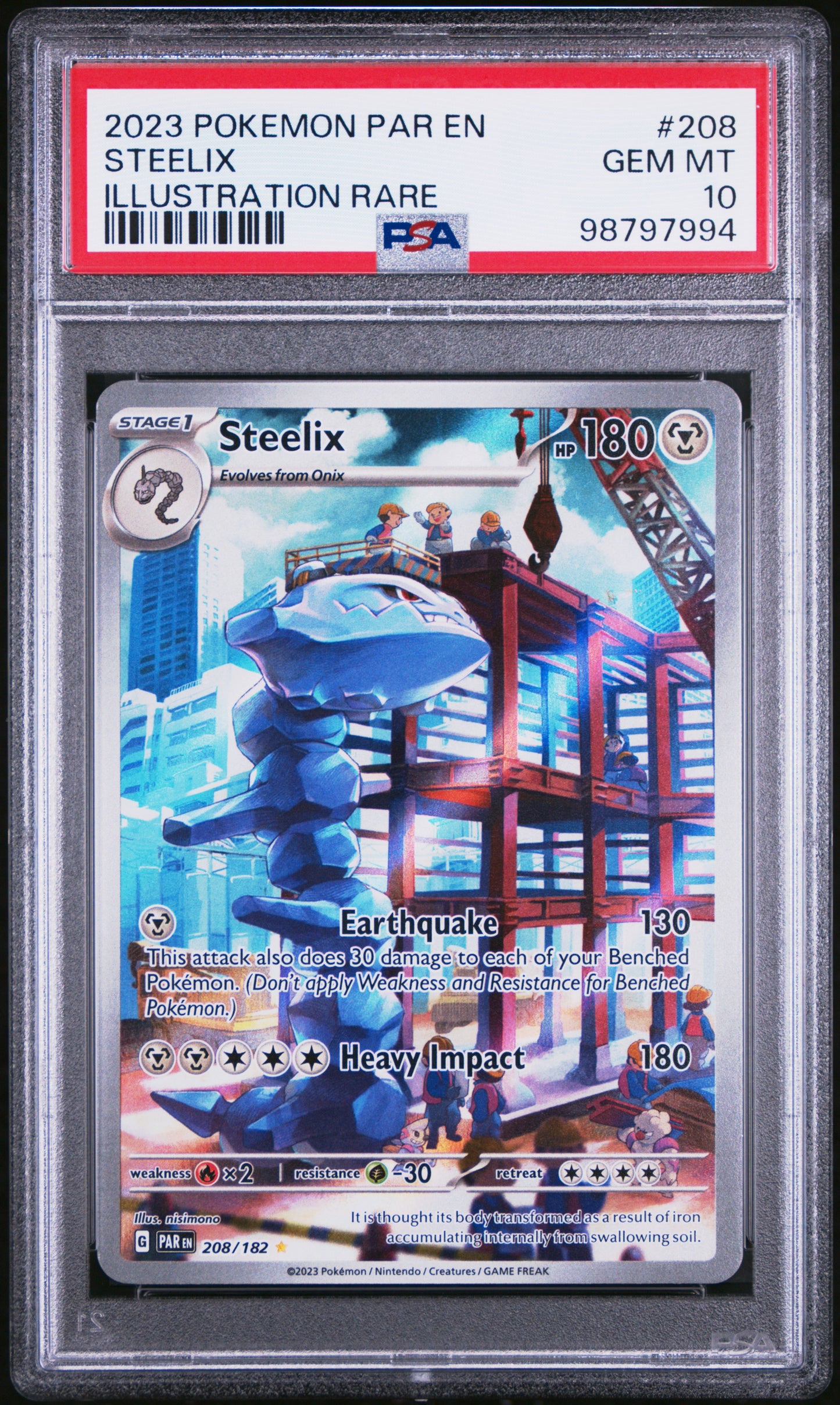 Steelix Illustration Rare PSA 10 2023 Pokemon Par En Paradox Rift #208