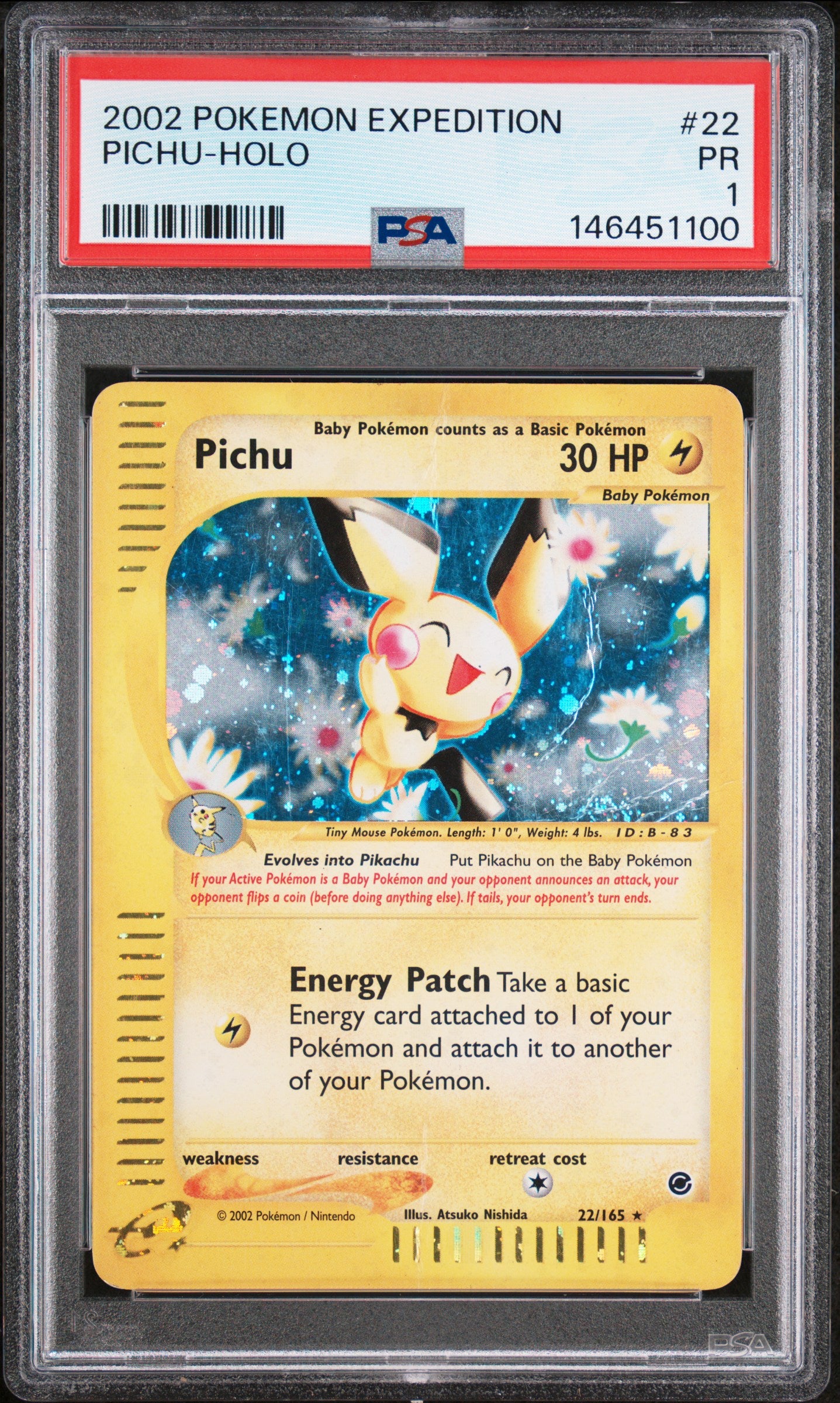 Pichu Holo PSA 1 2002 Pokemon Expedition #22 POP 15