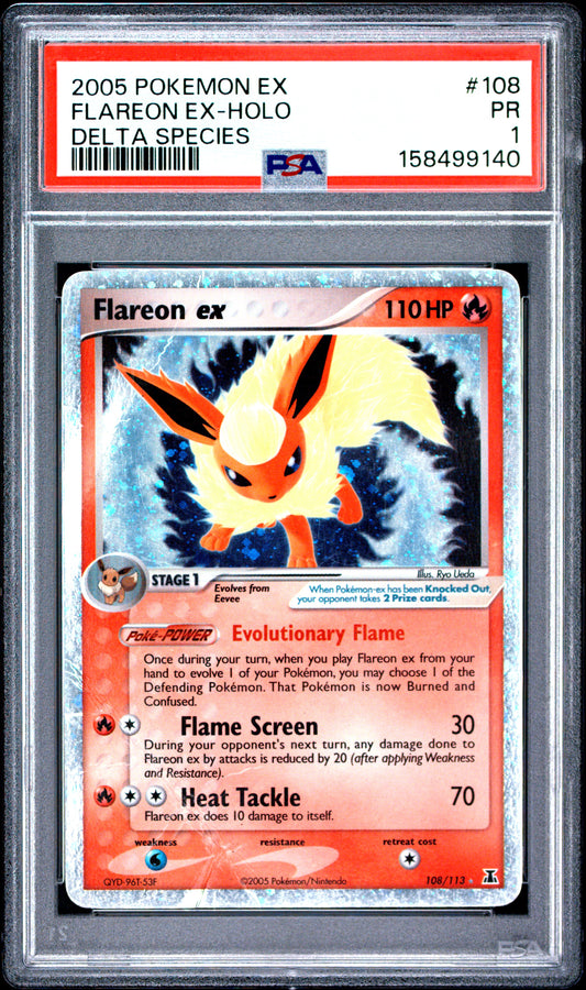 Flareon ex Holo PSA 1 2005 Pokemon Ex Delta Species #108 LOW POP