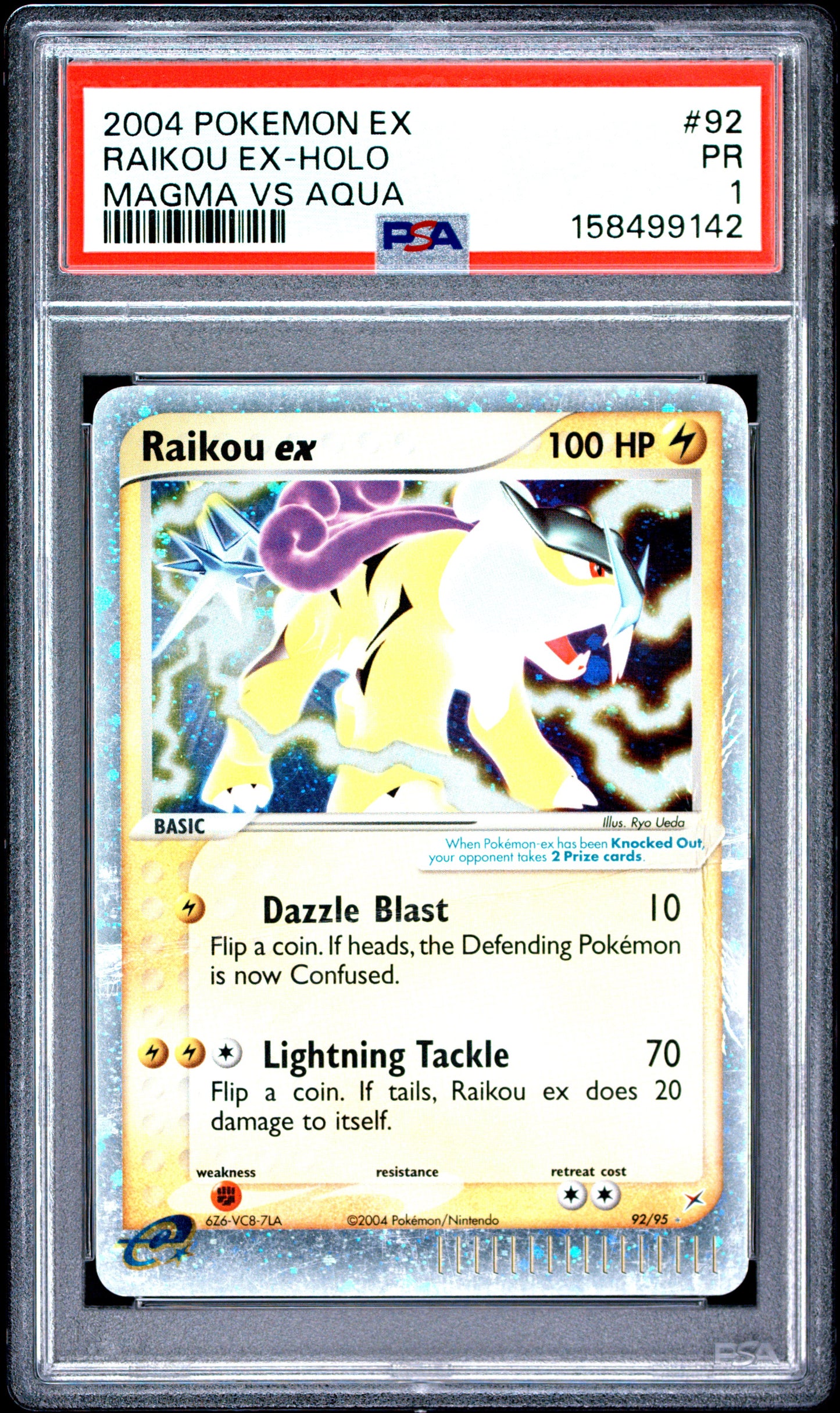 Raikou Ex Holo PSA 1 2004 ex Team Magma Vs Team Aqua #92 LOW POP