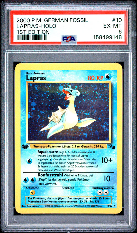 Lapras Holo 1st Edition PSA 6 2000 Pokemon German Fossil #10