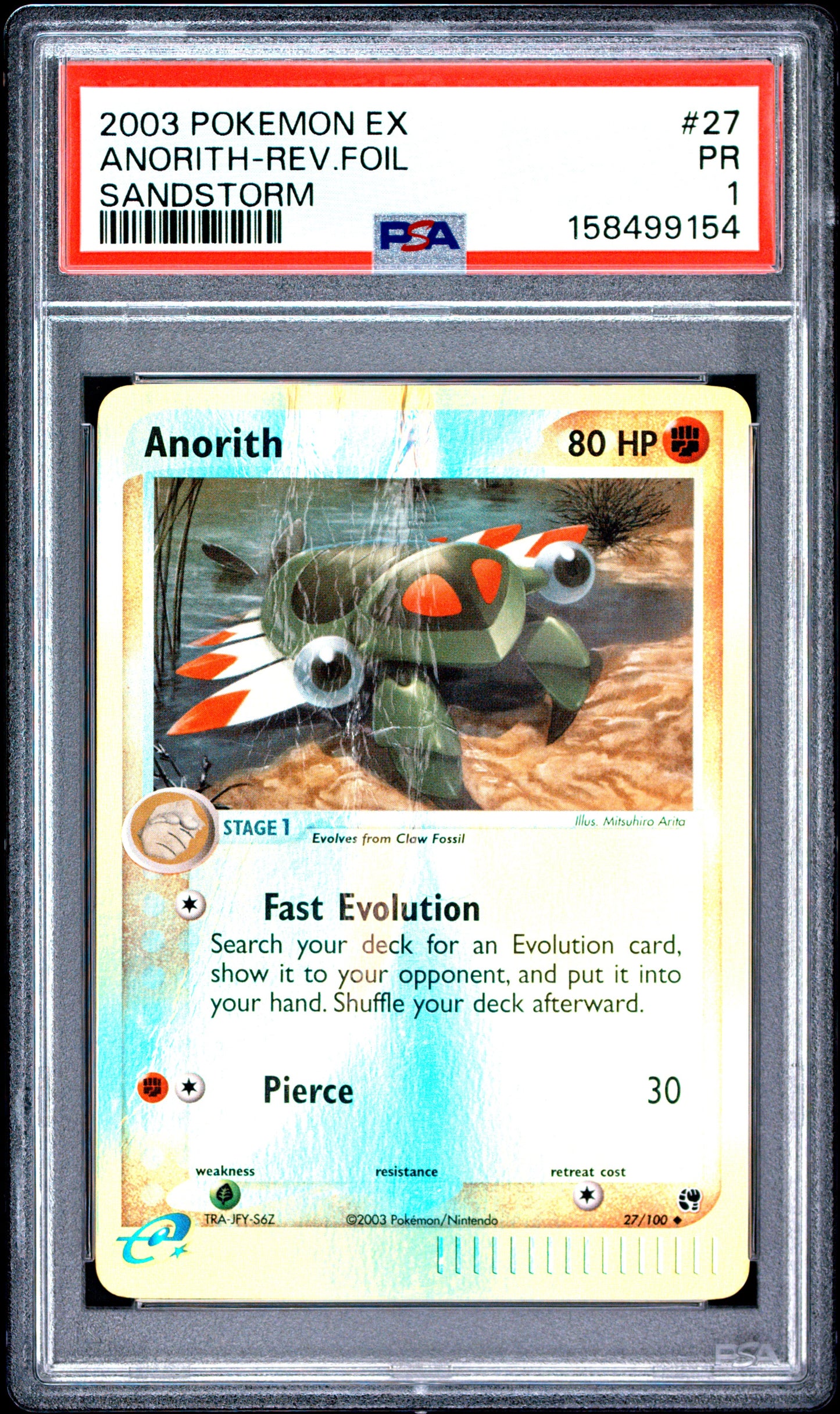 Anorith Reverse Holo PSA 1 2003 Pokemon POP 1 Ex Sandstorm #27