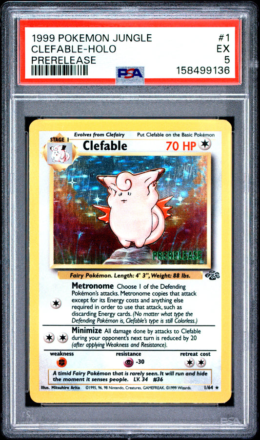 Clefable Holo Prerelease PSA 5 1999 Pokemon Jungle #1