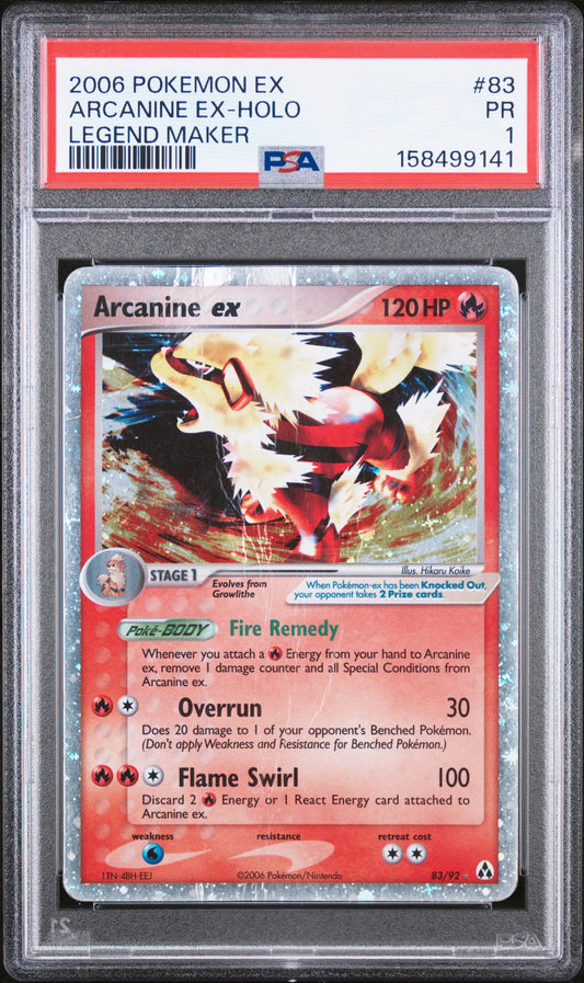 Arcanine Ex Holo PSA 1 2006 Pokemon Ex Legend Maker #83 LOW POP