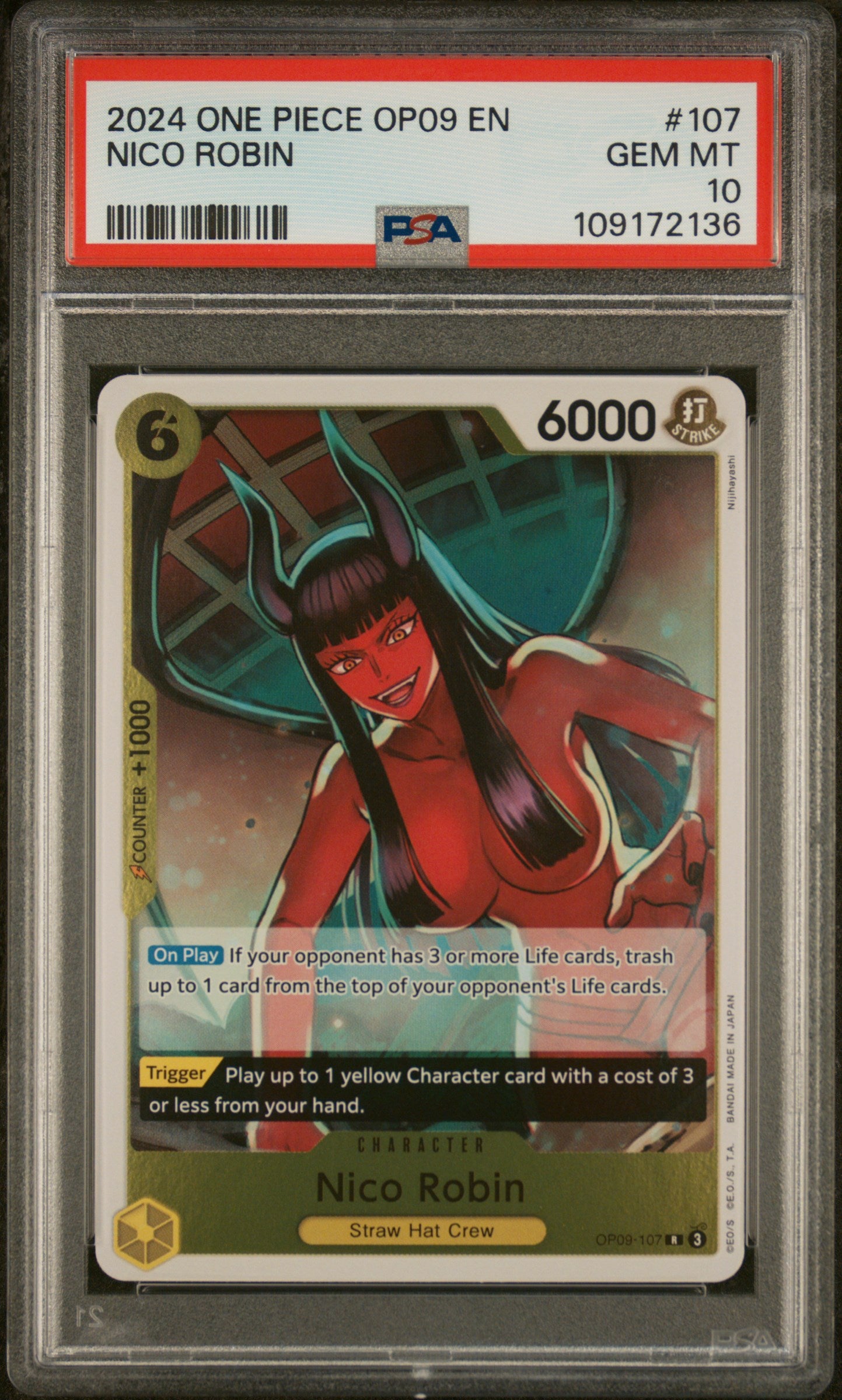 Nico Robin PSA 10 2024 One Piece Op09-Emperors In The New World #107
