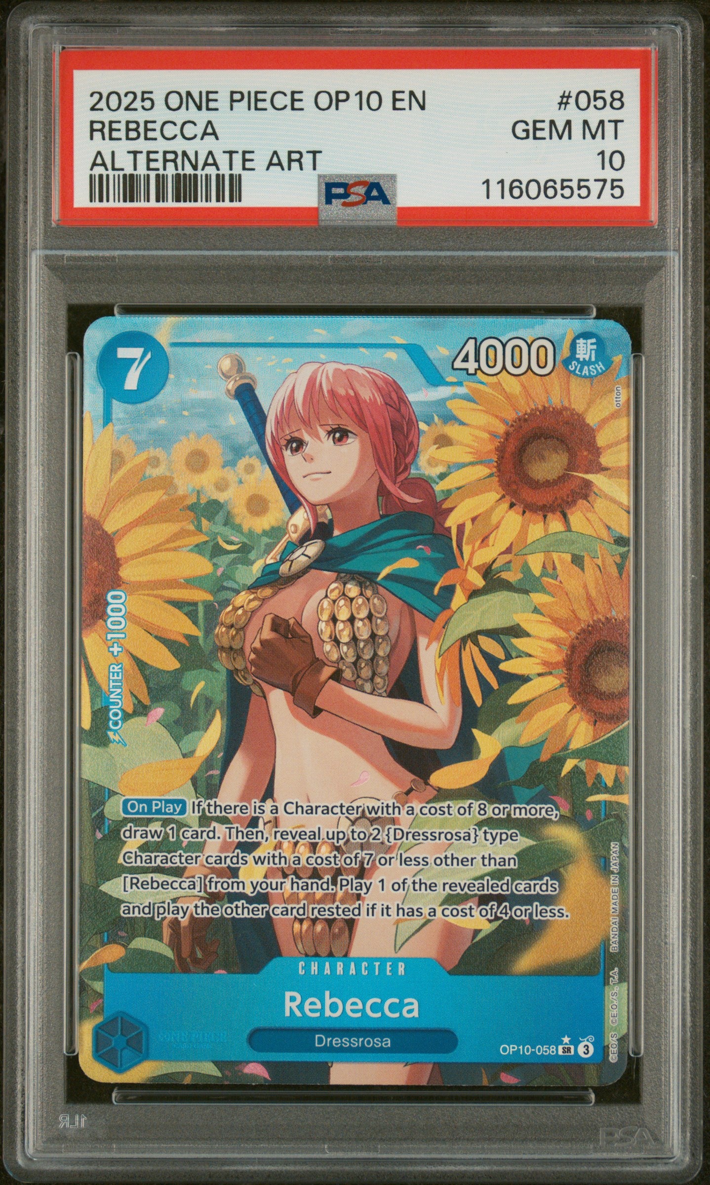 Rebecca Alternate Art PSA 10 2025 One Piece Op10 Royal Blood #058