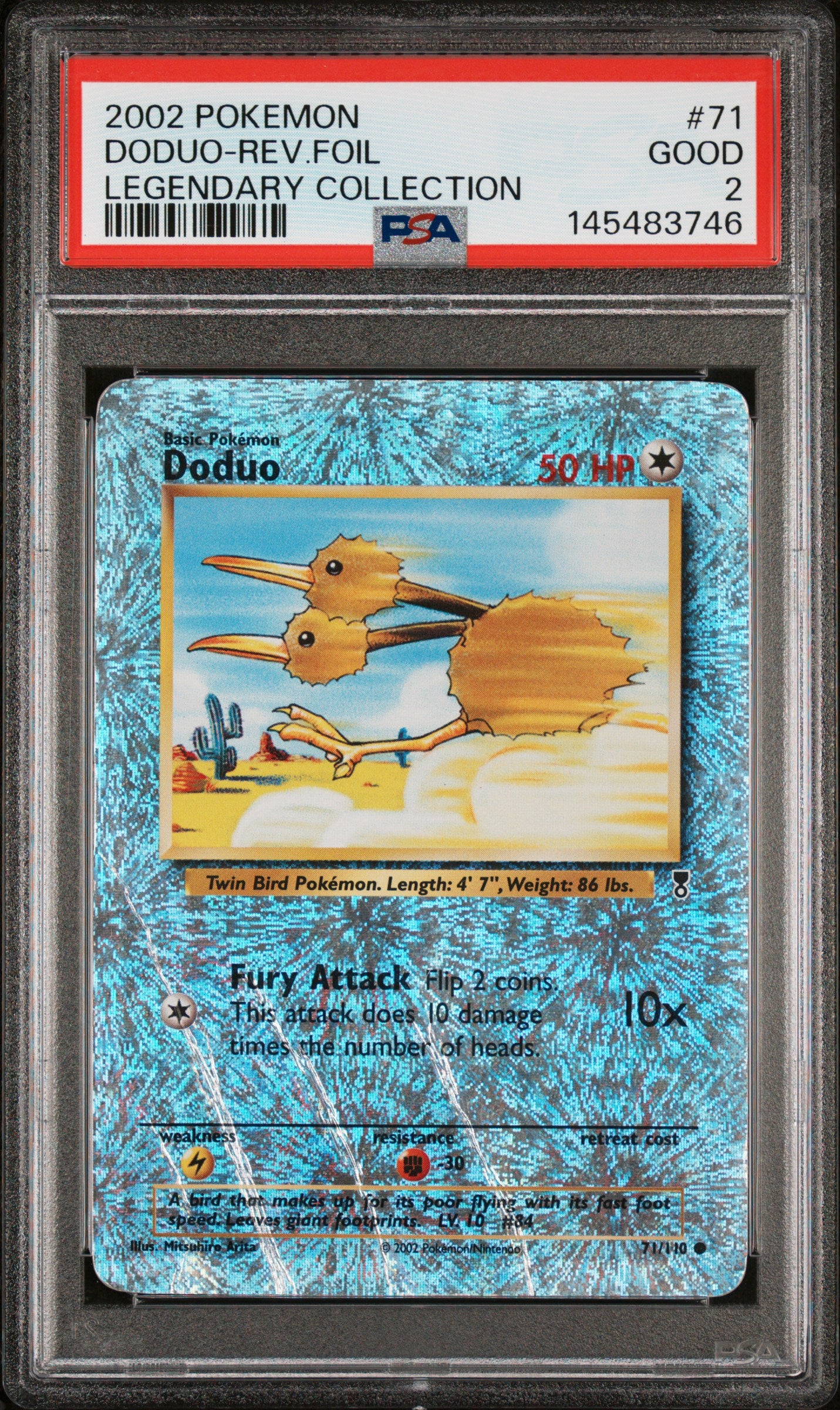 Doduo Reverse Holo PSA 2 2002 Pokemon Legendary Collection #71 POP 4