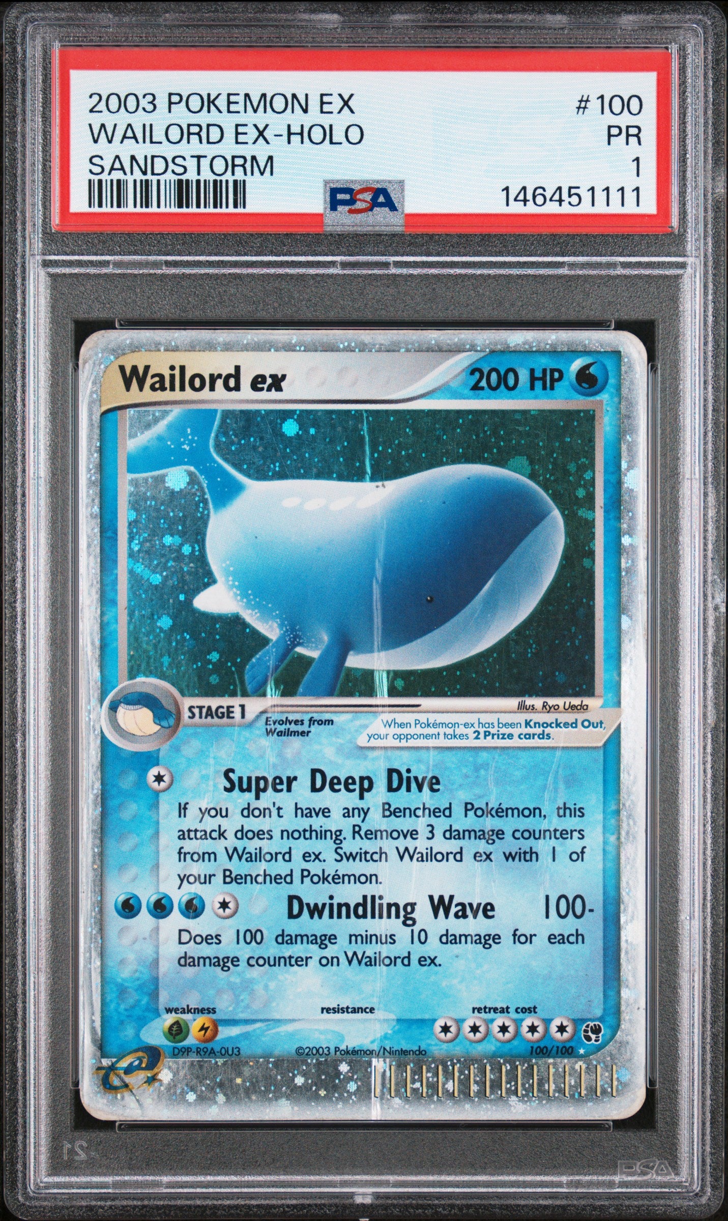 Wailord ex Holo PSA 1 2003 Pokemon Ex Sandstorm #100 LOW POP