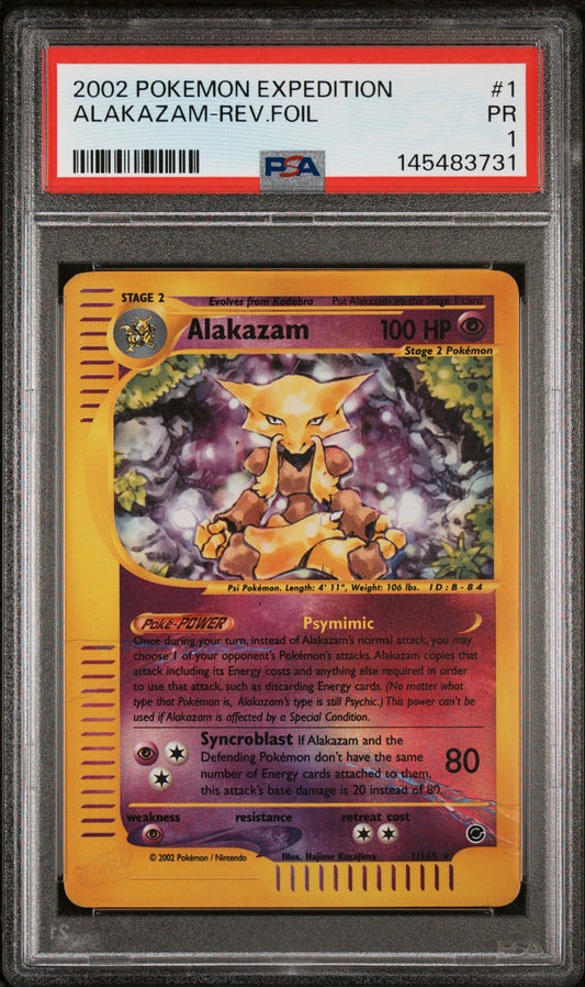 Alakazam Reverse Holo PSA 1 2002 Pokemon Expedition #1 POP 4