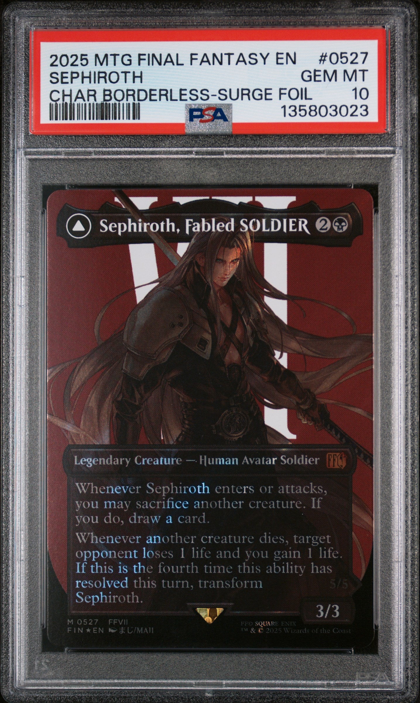 Sephiroth Borderless Surge Foil PSA 10 2025 MTG Final Fantasy #0527