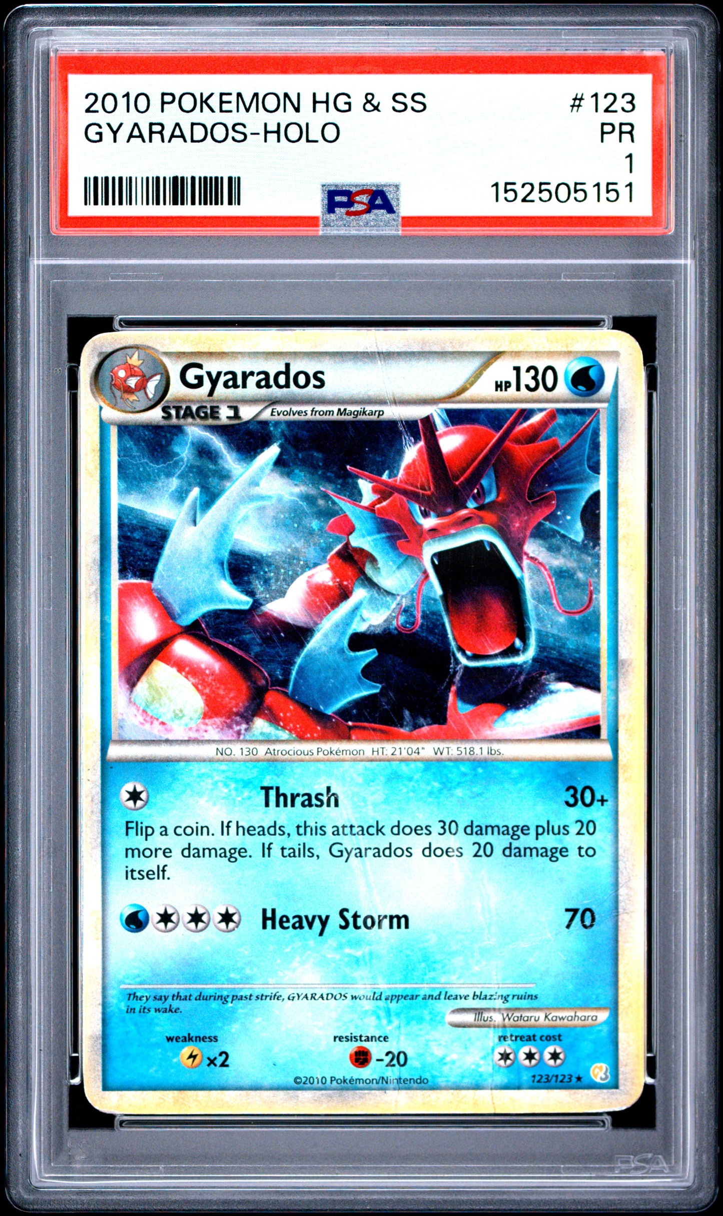 Gyarados Holo PSA 1 2010 Pokemon Heartgold & Soulsilver #123 POP 13