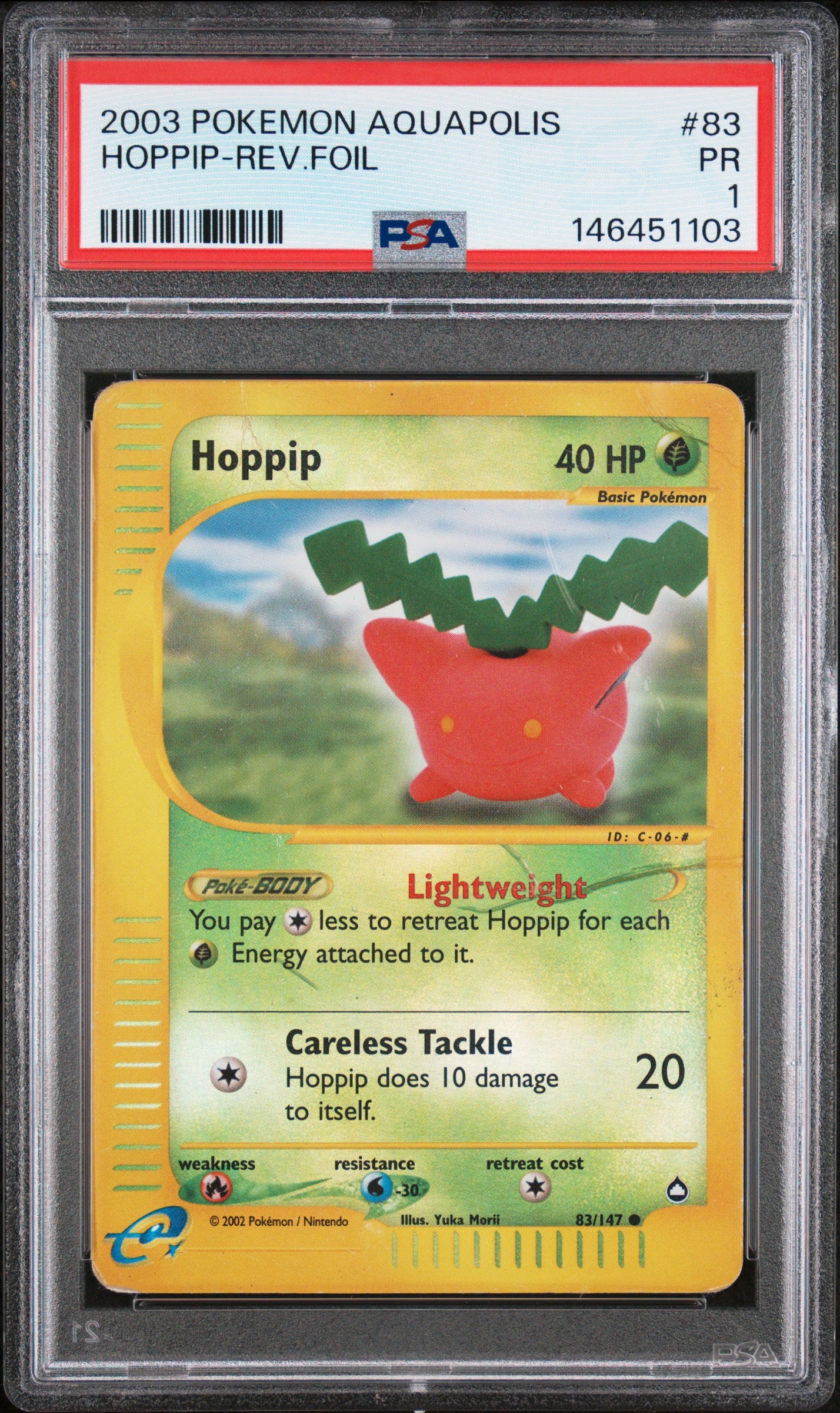 Hoppip Reverse Holo PSA 1 2003 Pokemon Aquapolis #83 POP 1