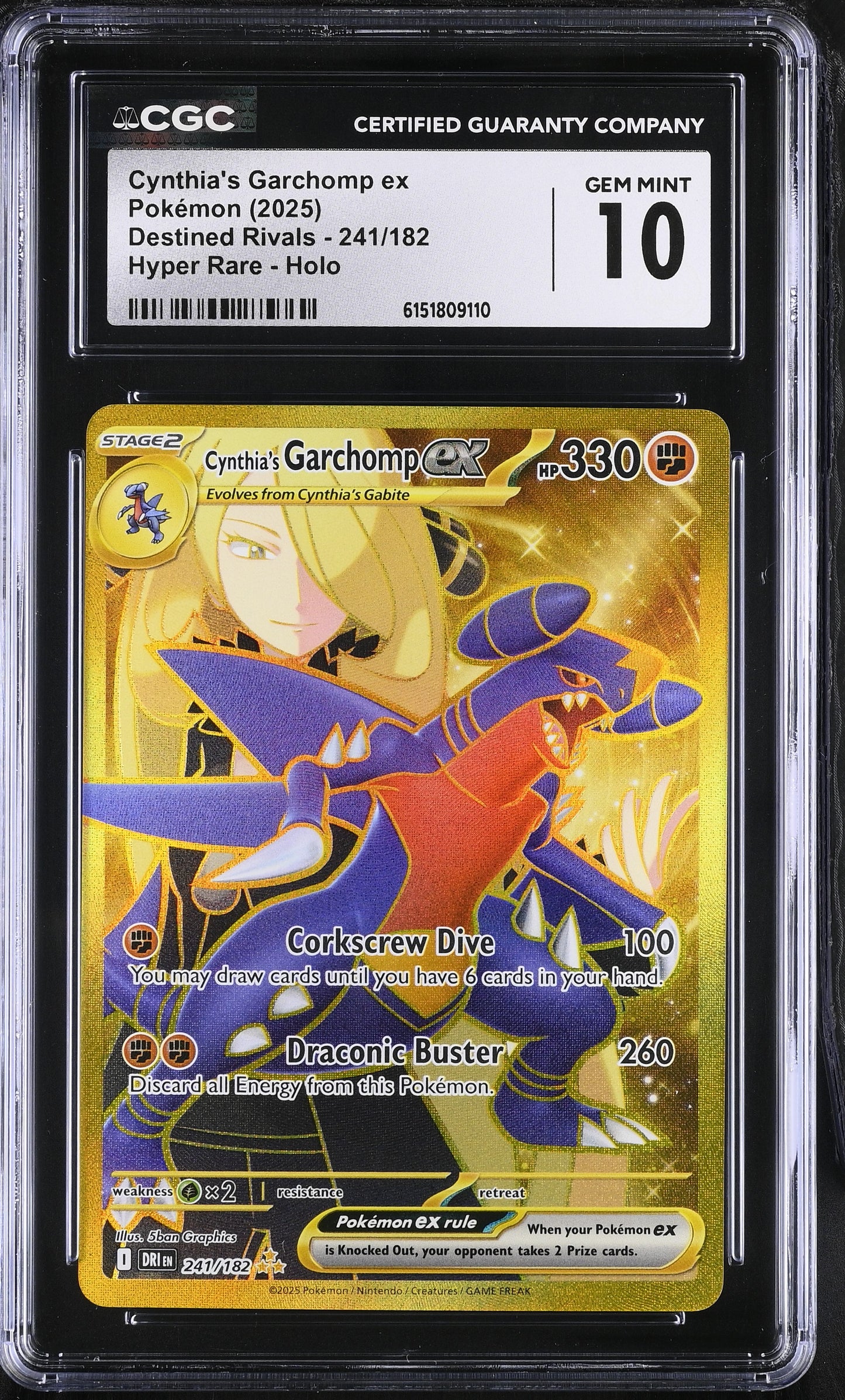 Cynthia's Garchomp ex CGC 10 2025 Destined Rivals #241/182
