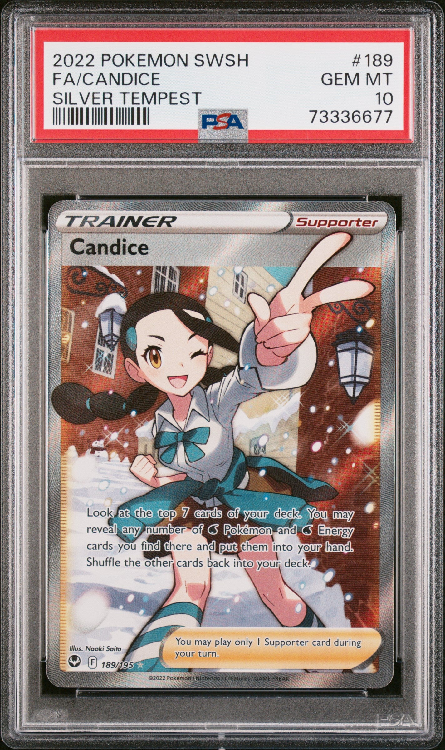 Candice PSA 10 2022 Pokemon Sword & Shield Silver Tempest #189