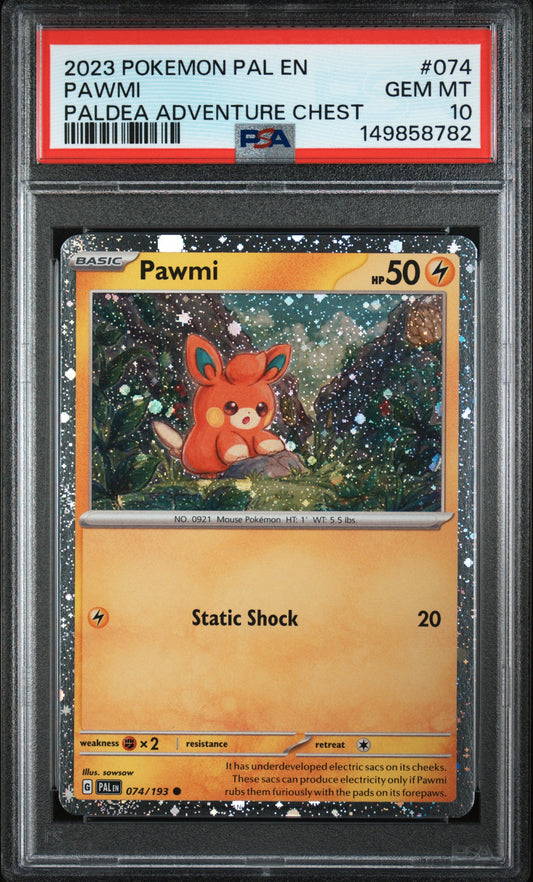 Pawmi Paldea Adventure Chest PSA 10 2023 Pal En Paldea Evolved #074