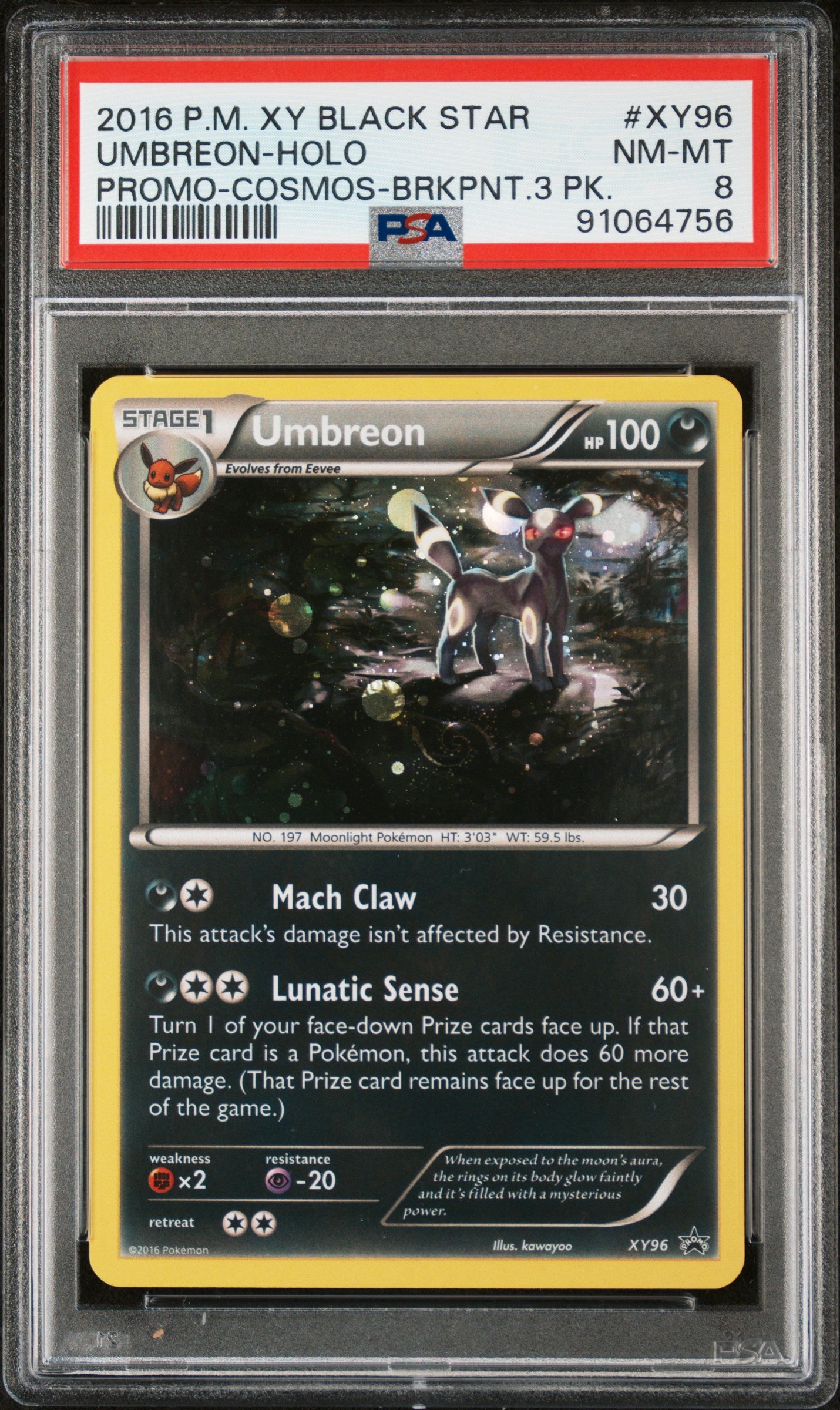 Umbreon Holo Cosmos PSA 8 2016 XY Black Star Promo #XY96