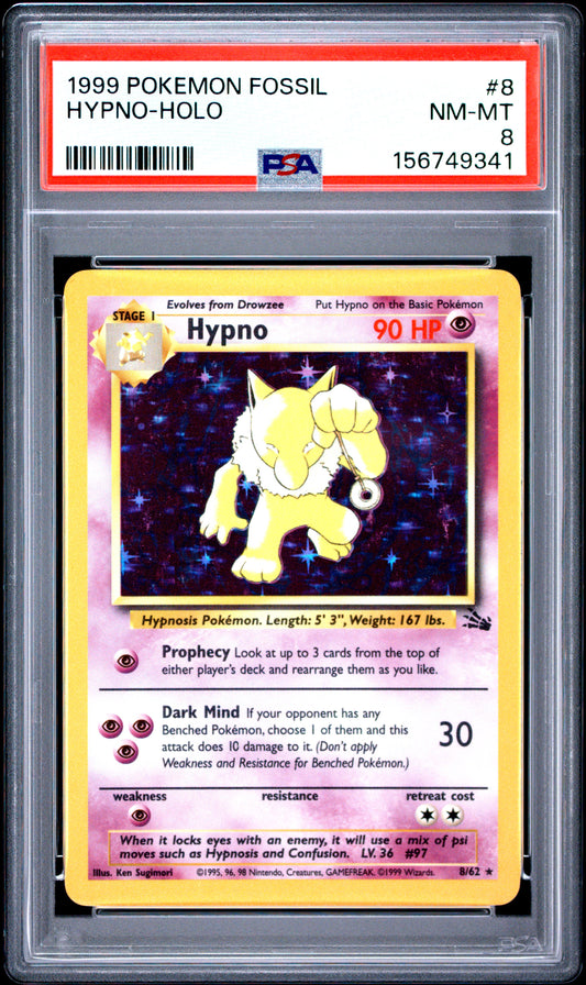 Hypno Holo PSA 8 1999 Pokemon Fossil #8