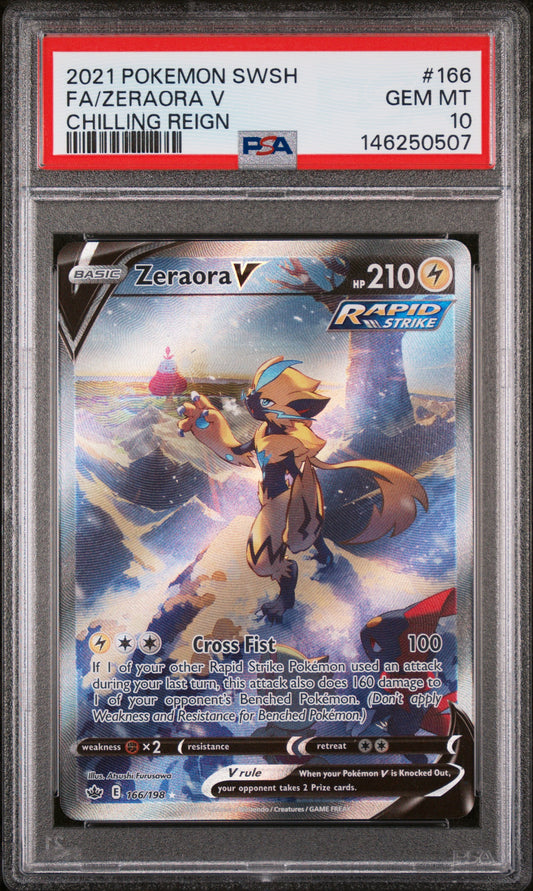 Zeraora V PSA 10 2021 Pokemon Sword & Shield Chilling Reign #166