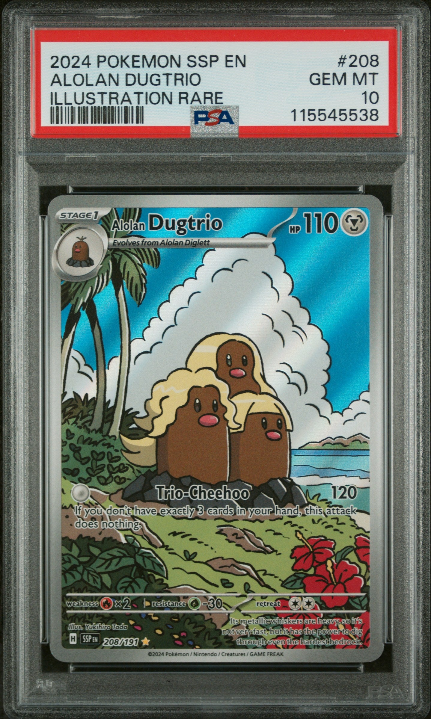 Alolan Dugtrio PSA 10 2024 Pokemon Ssp En Surging Sparks #208