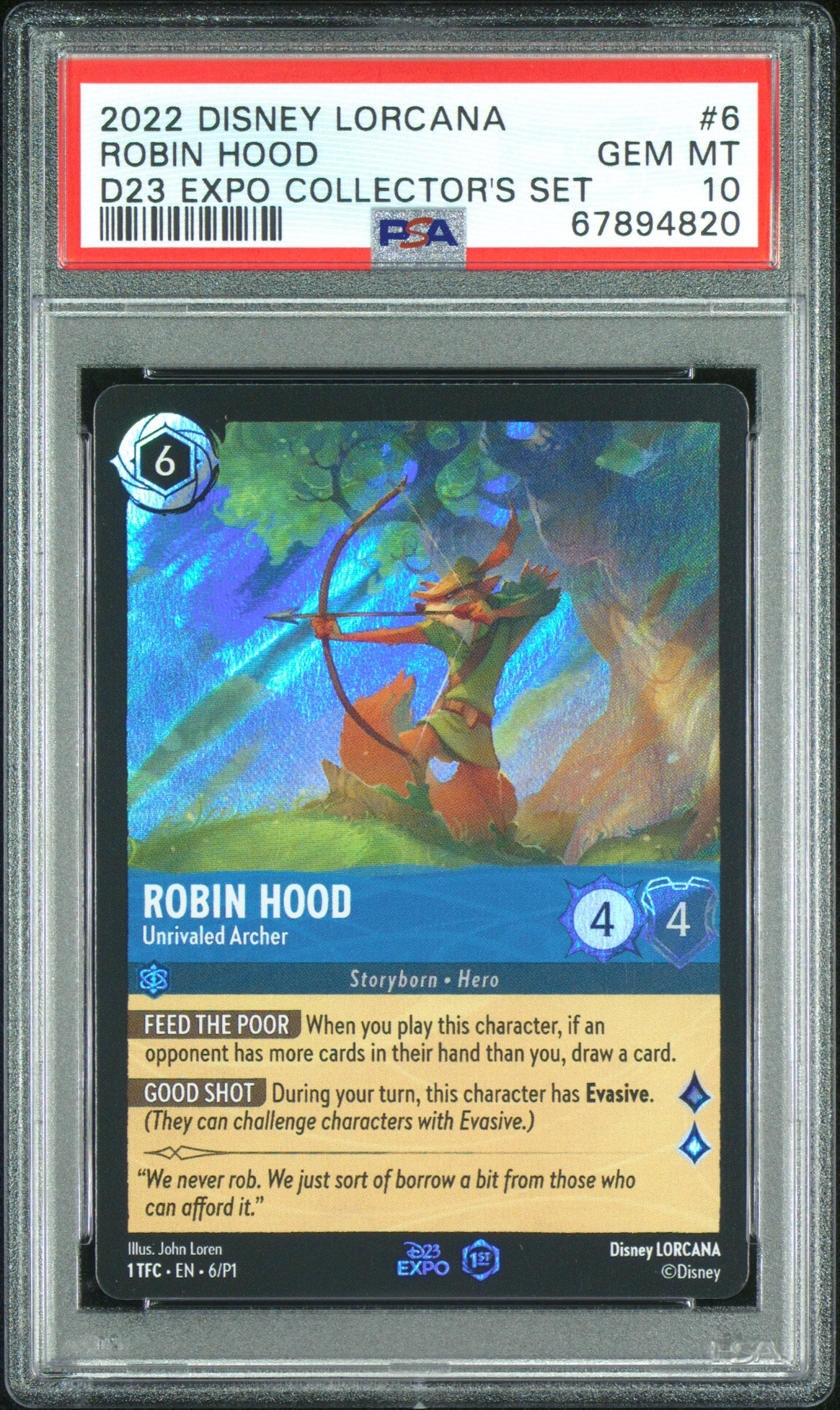 Robin Hood D23 Expo Collector's Set PSA 10 2022 Disney Lorcana Promo #6