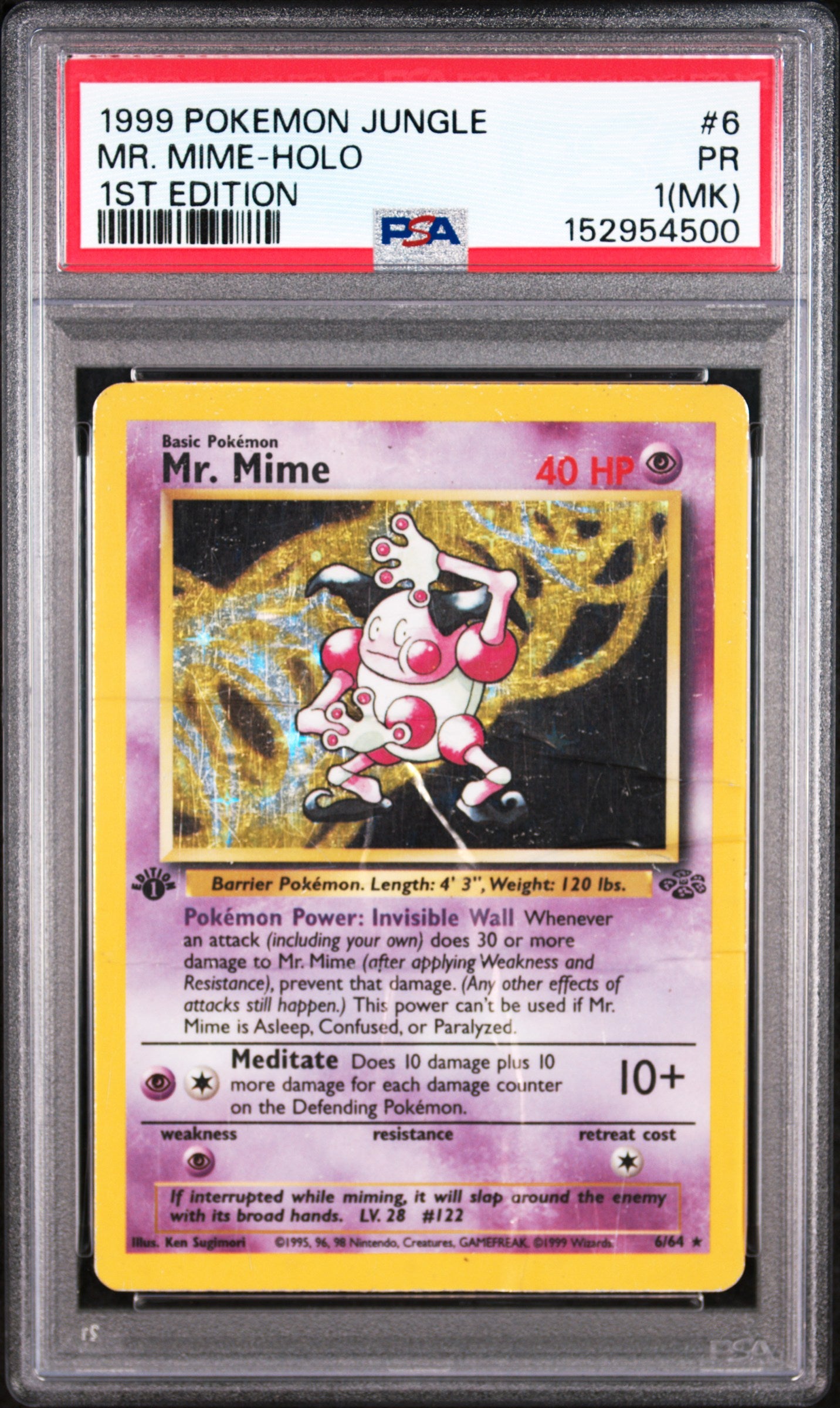 Mr. Mime Holo 1st Edition PSA 1 1999 Pokemon Jungle  #6 POP 11