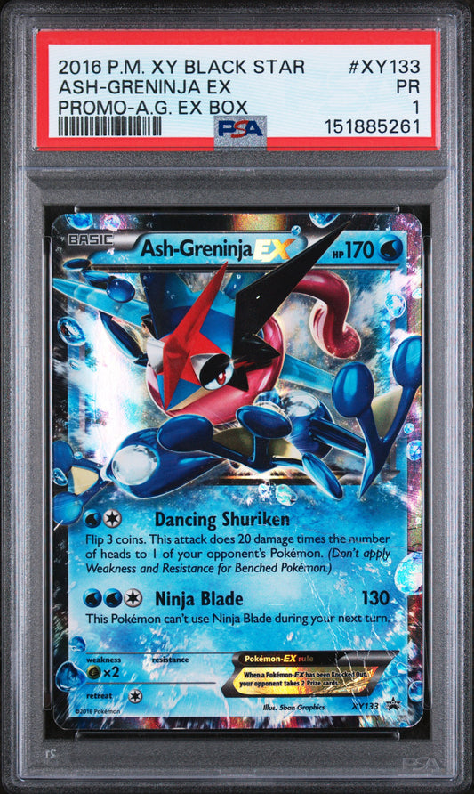 Ash-Greninja EX PSA 1 2016 XY Black Star Promo #XY133