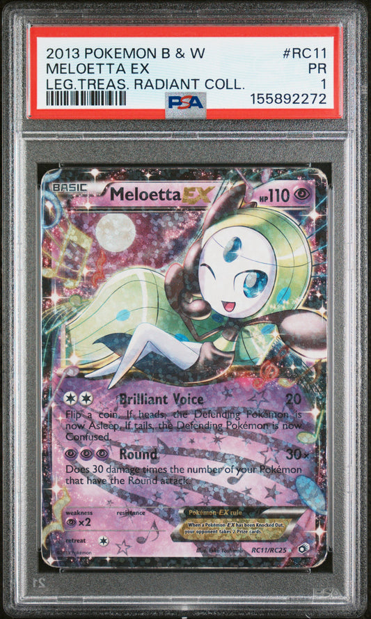 Meloetta Ex PSA 1 2013 B&W Legendary Treasures Radiant Collection POP 5#RC11