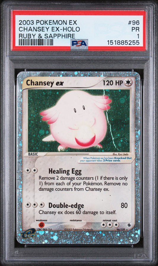Chansey ex Holo PSA 1 2003 Pokemon Ex Ruby & Sapphire #96 LOW POP