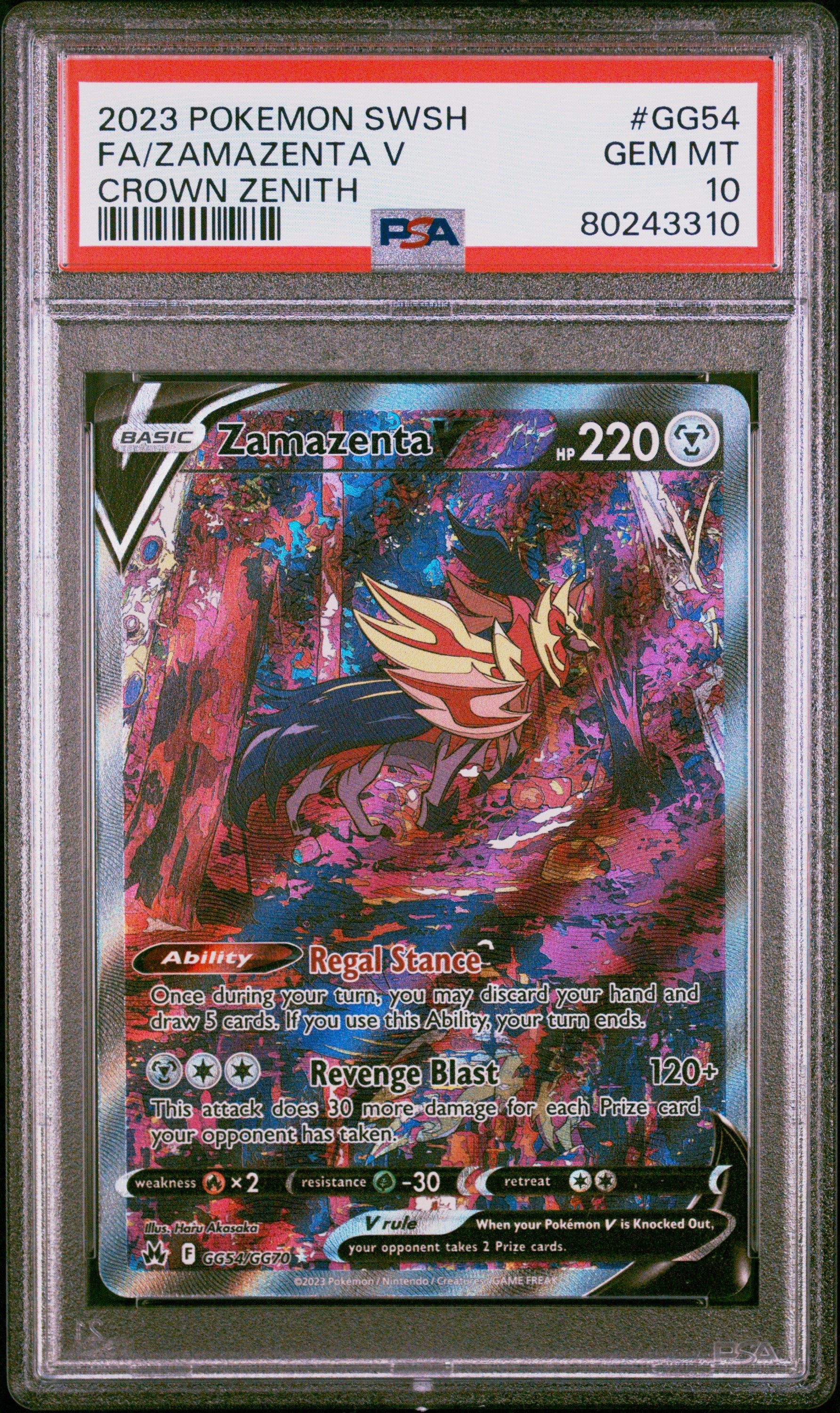 Zamazenta V PSA 10 2023 Pokemon Swsh Crown Zenith #GG54