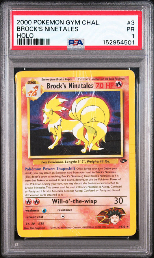 Brock's Ninetales Holo PSA 1 2000 Pokemon Gym Challenge #3 POP 22