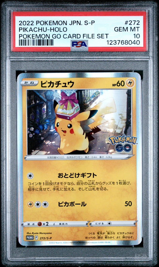 Pikachu Holo PSA 10 2022 Pokemon Go Card File Set Japanese S Promo #272