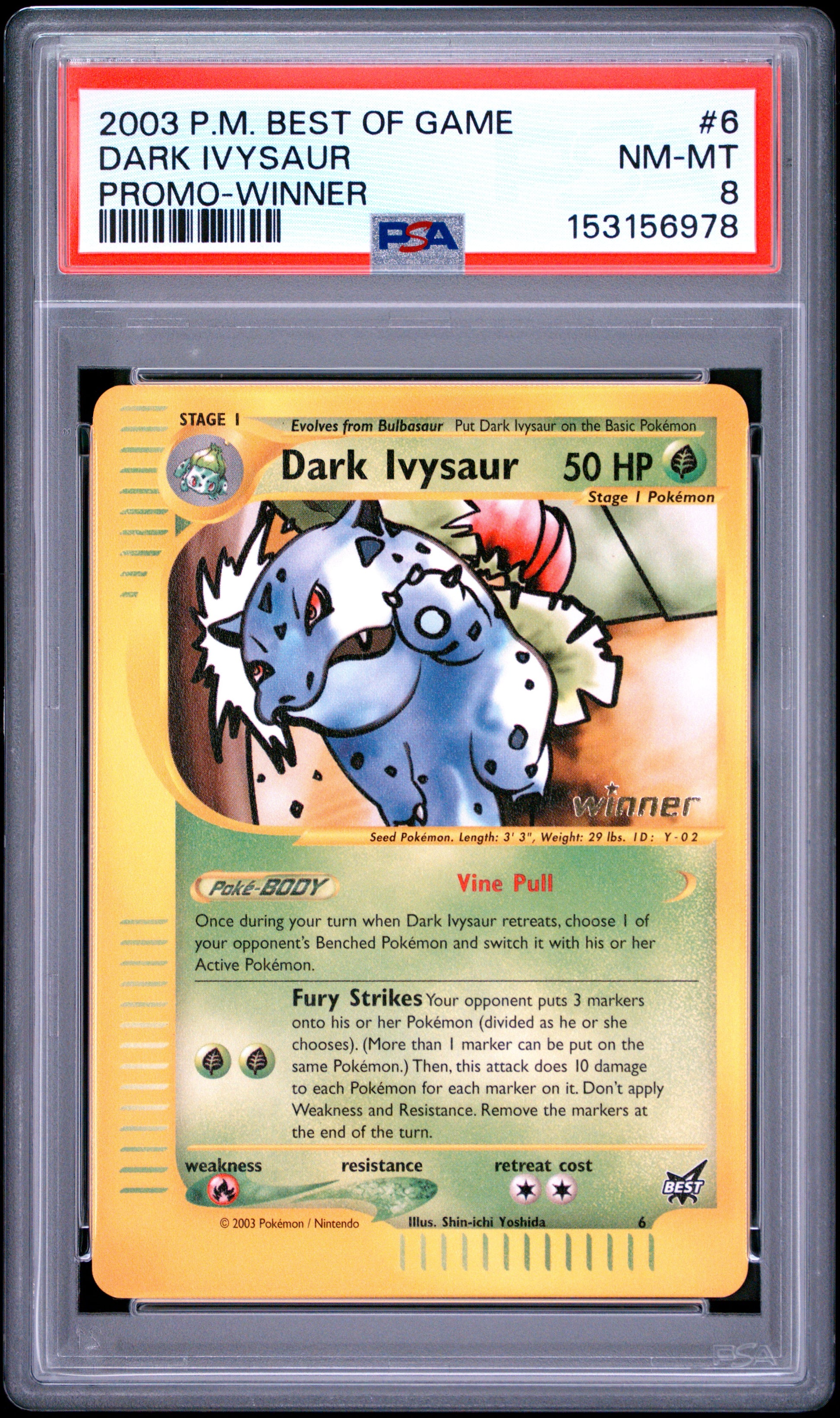 Dark Ivysaur WINNER!! PSA 8 2003 Pokemon Best Of Game Promo #6