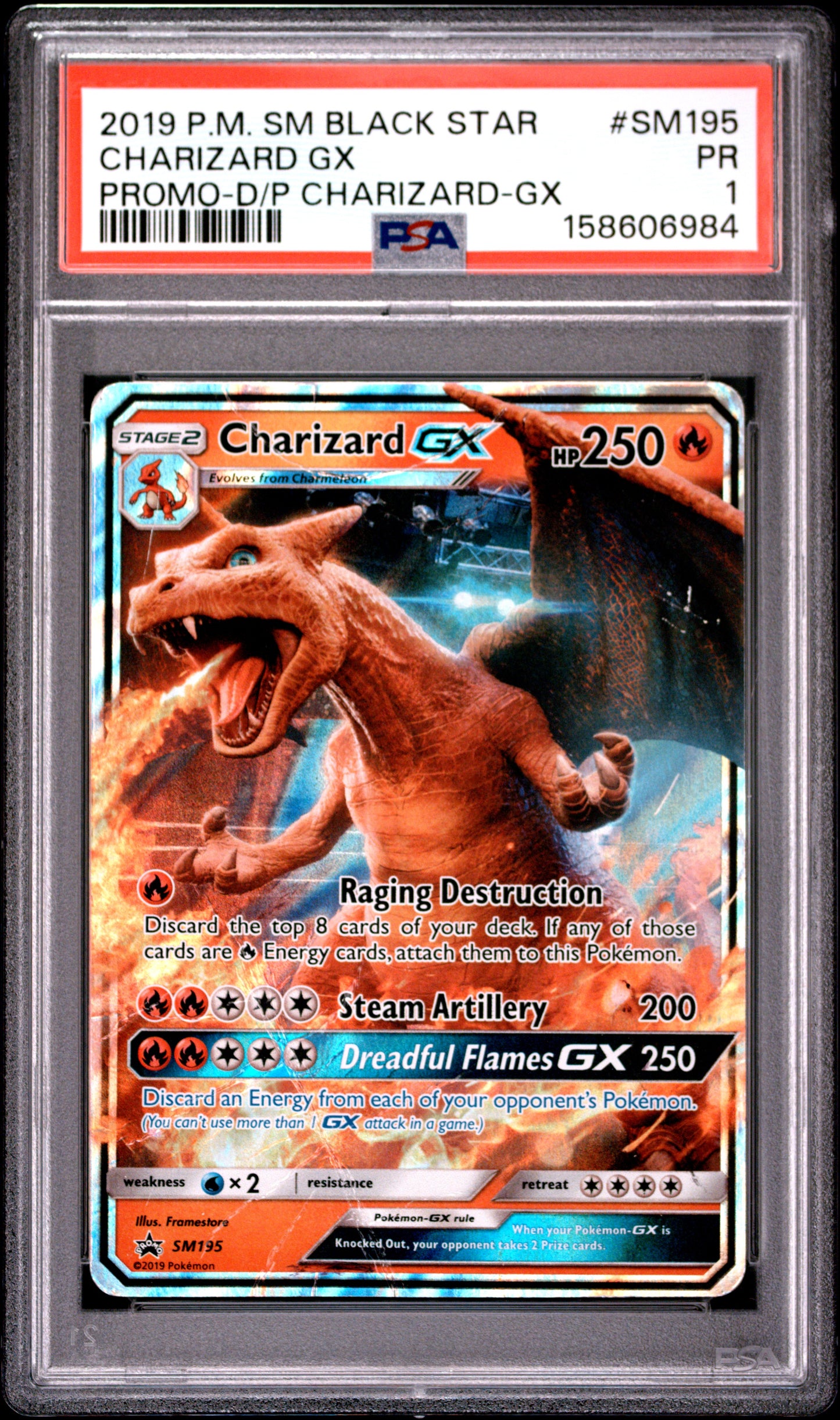 Charizard GX PSA 1 2019 Pokemon Sm Black Star D&P Promo POP 21 #SM195