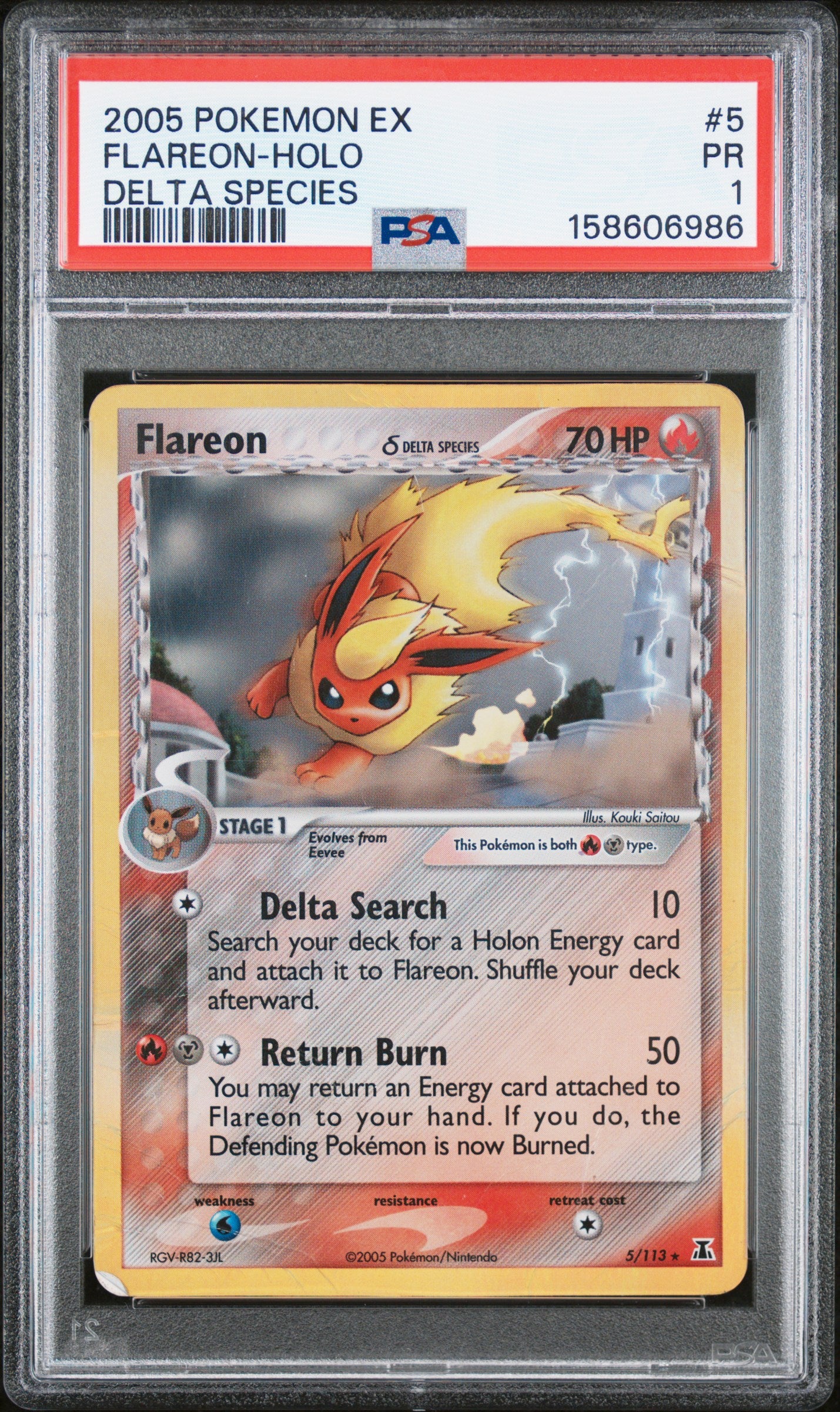 Flareon Holo PSA 1 2005 Pokemon Ex Delta Species  #5 POP 17