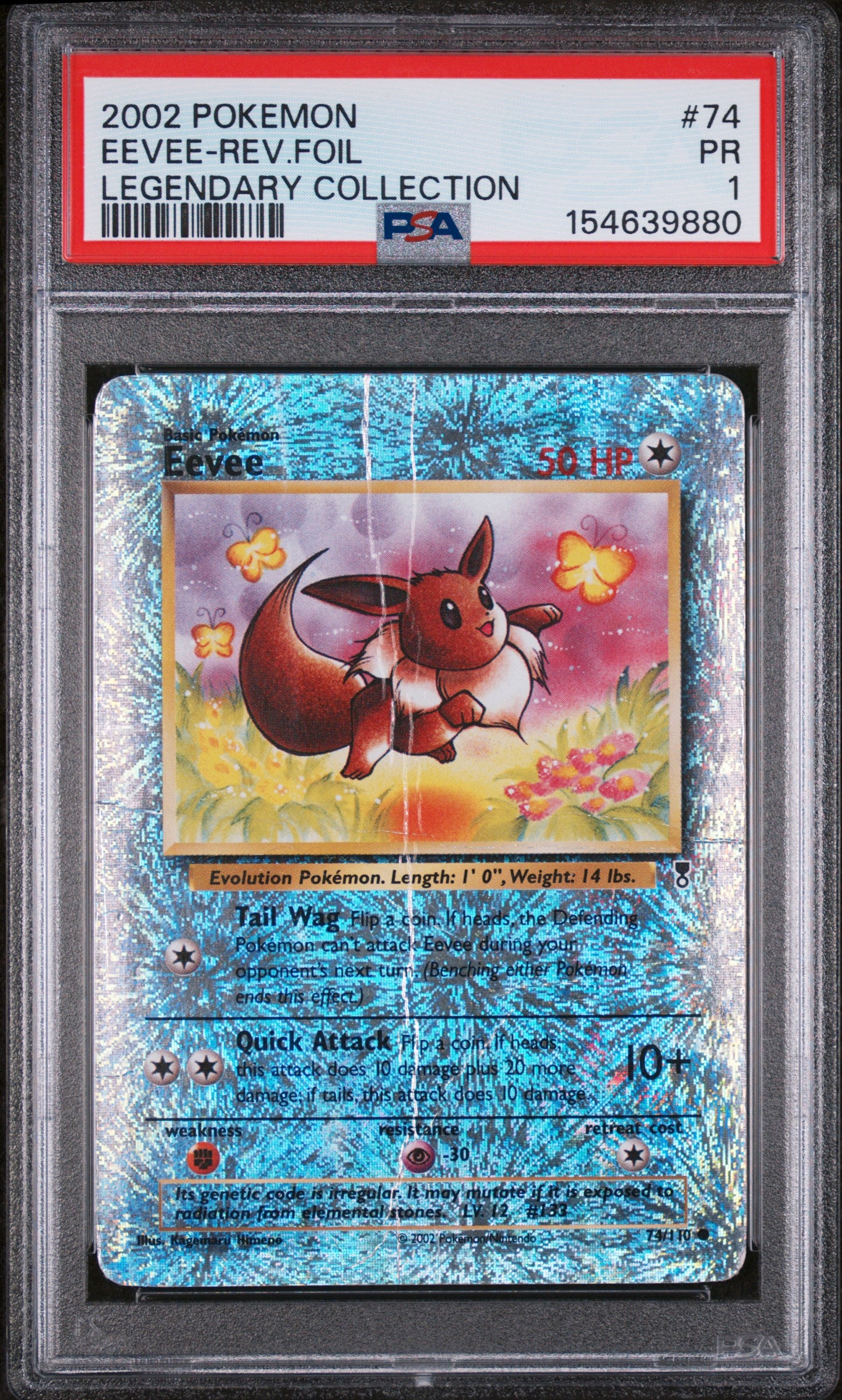 Eevee Rev Holo PSA 1 2002 Legendary Collection #74 LOW POP