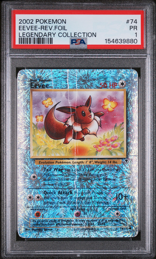 Eevee Rev Holo PSA 1 2002 Legendary Collection #74 LOW POP
