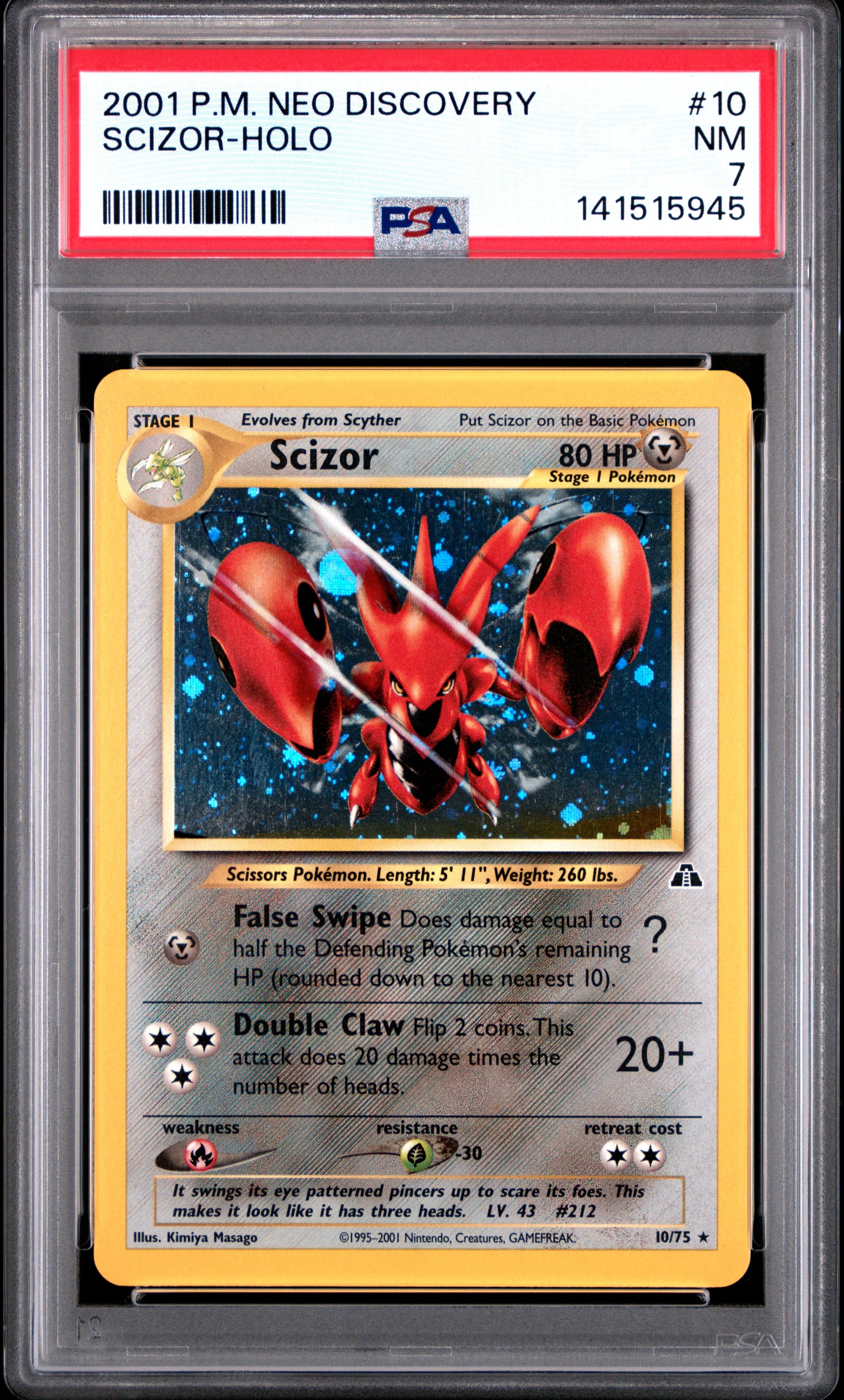 Scizor Holo PSA 7 2001 Pokemon Neo Discovery #10