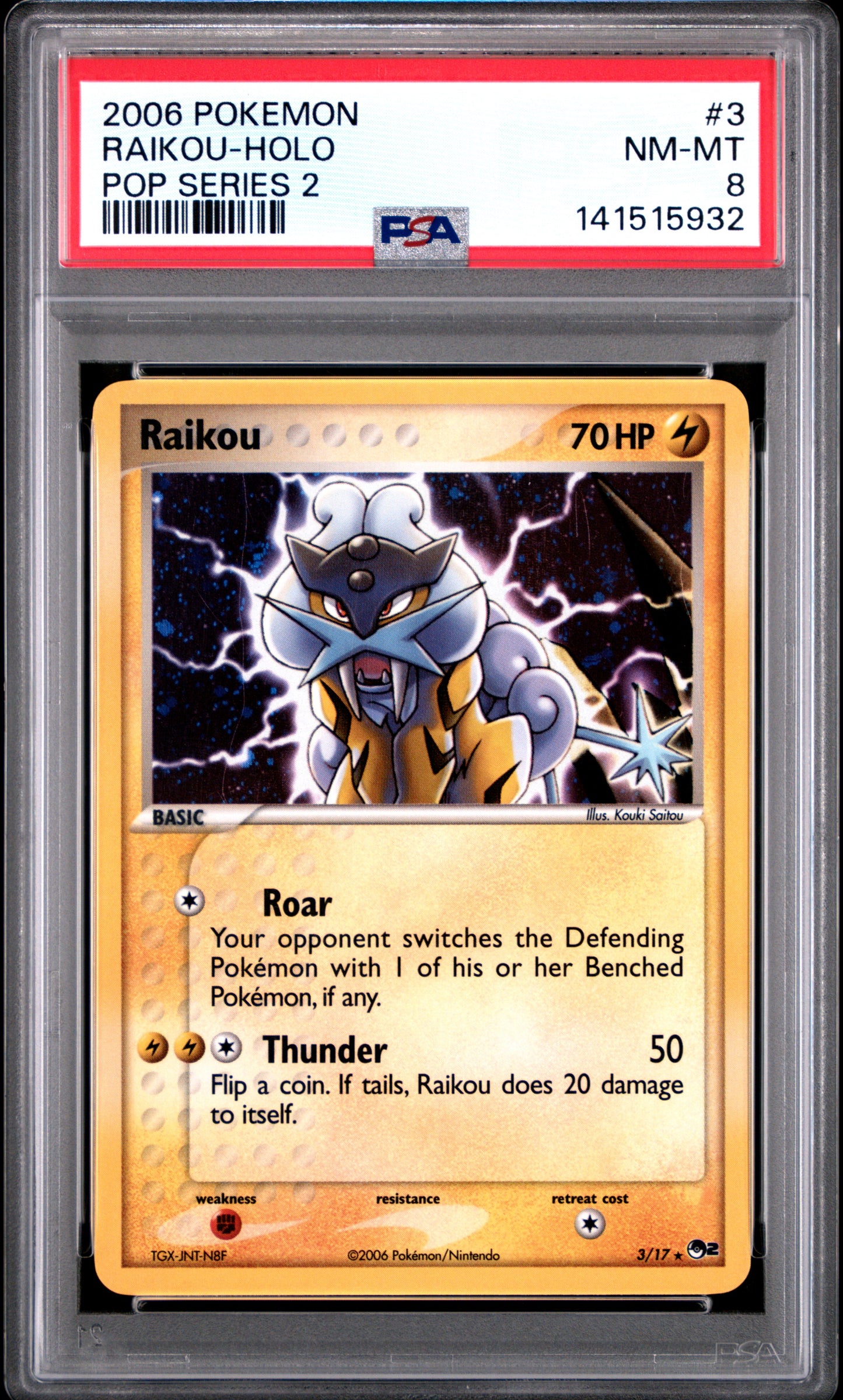 Raikou Holo PSA 8 2006 Pokemon Pop Series 2 #3