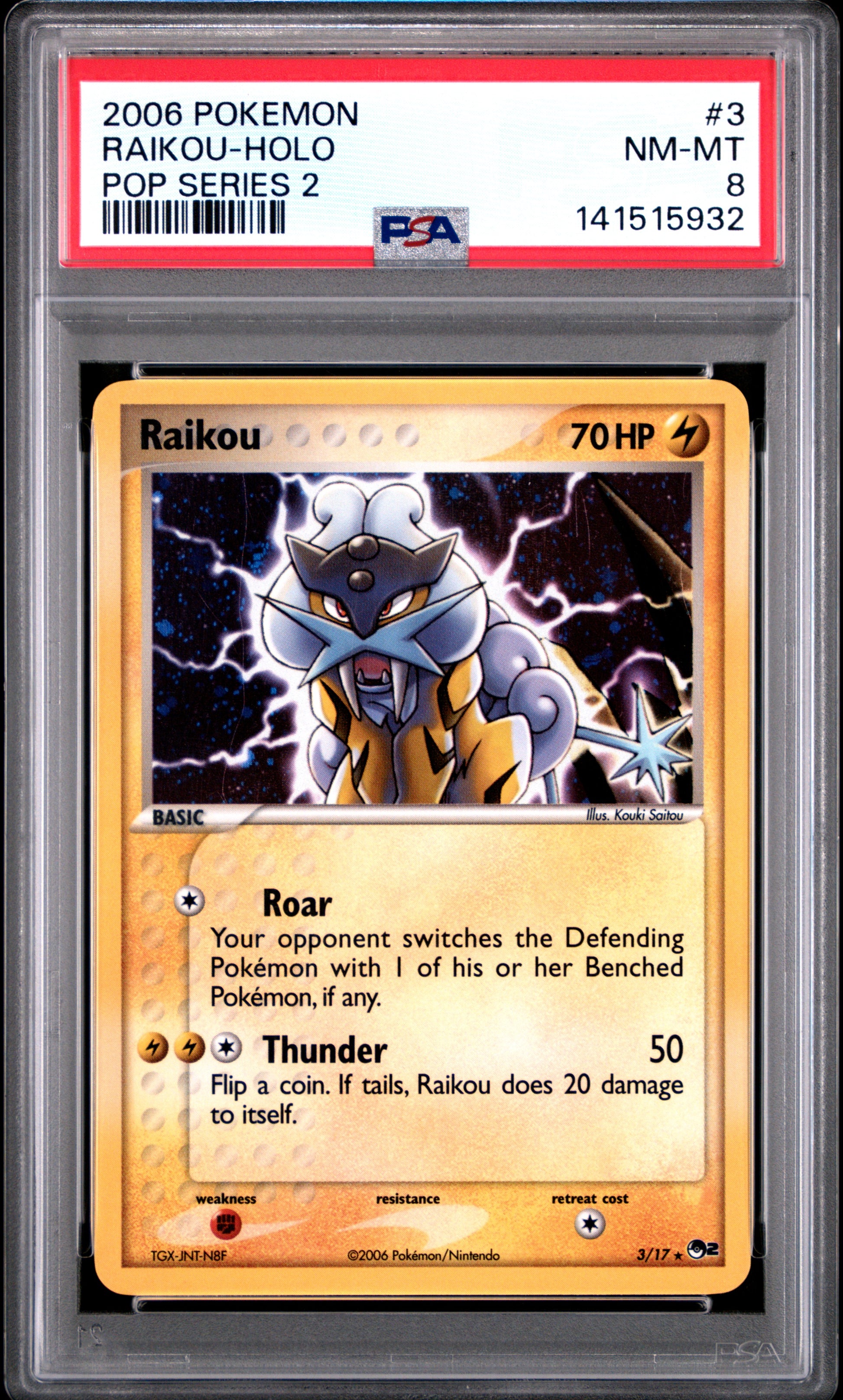 Raikou Holo PSA 8 2006 Pokemon Pop Series 2 #3