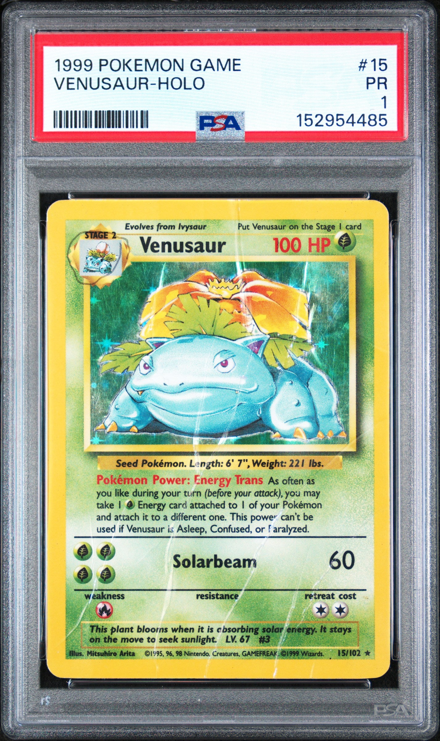 Venusaur Holo PSA 1 1999 Pokemon Base Set #15