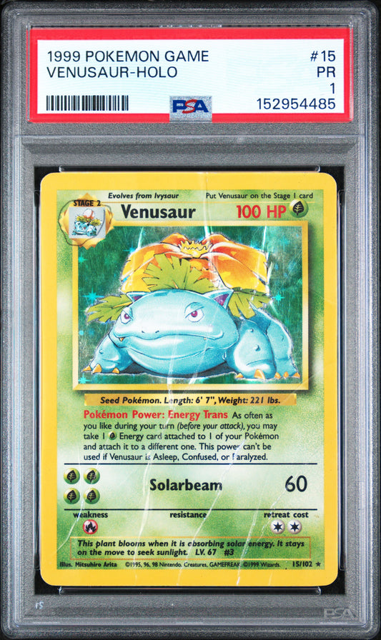 Venusaur Holo PSA 1 1999 Pokemon Base Set #15