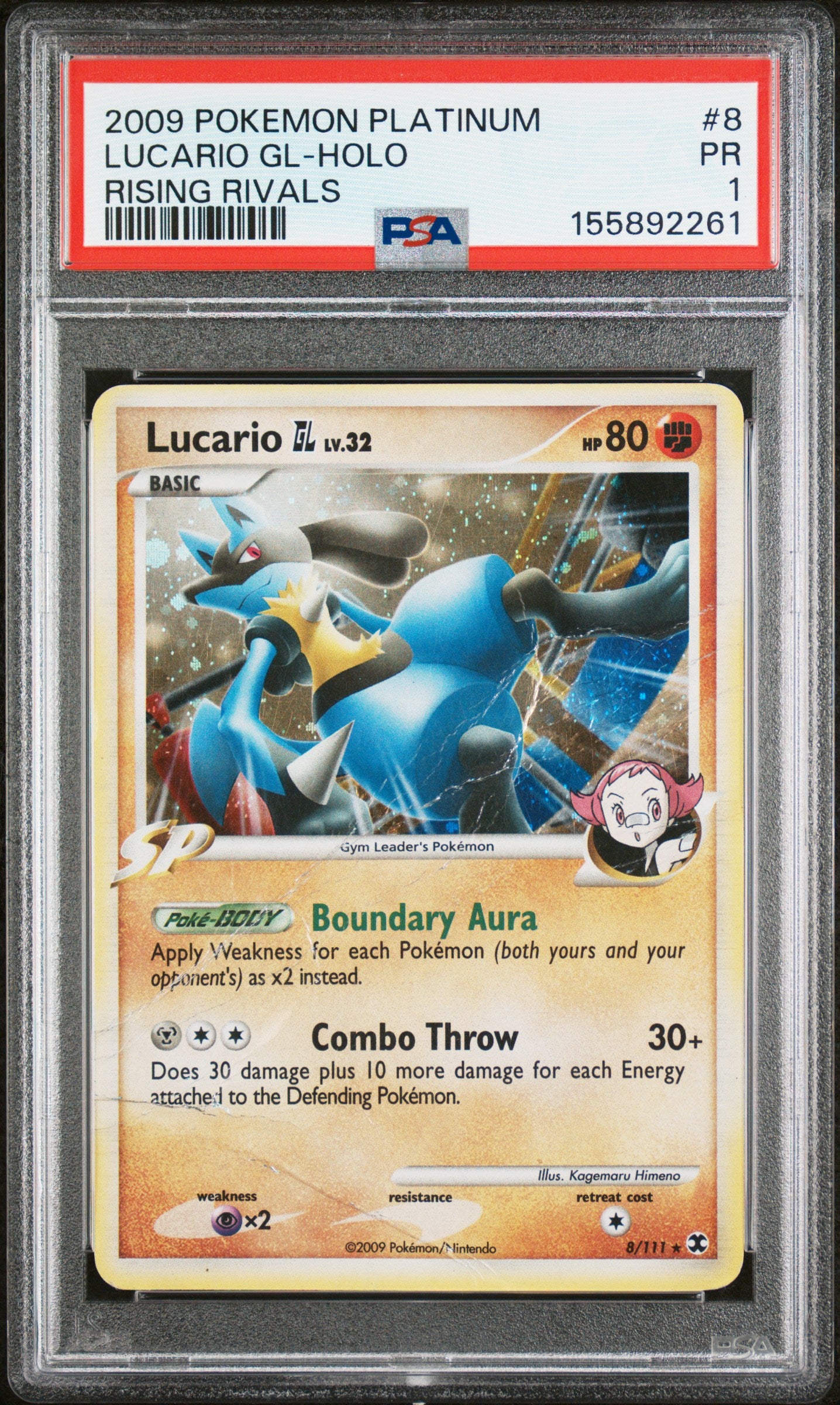 Lucario GL Holo PSA 1 2009 Pokemon Platinum Rising Rivals #8 POP 2
