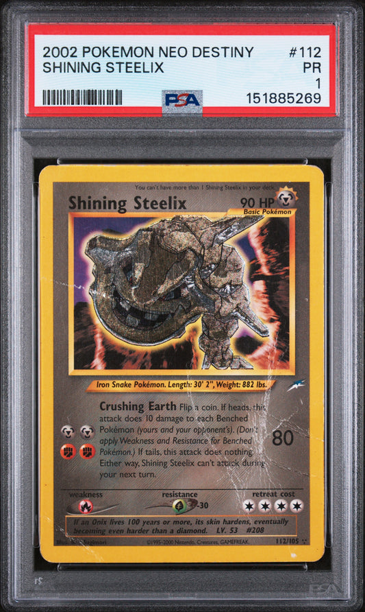 Shining Steelix PSA 1 2002 Neo Destiny LOW POP #112