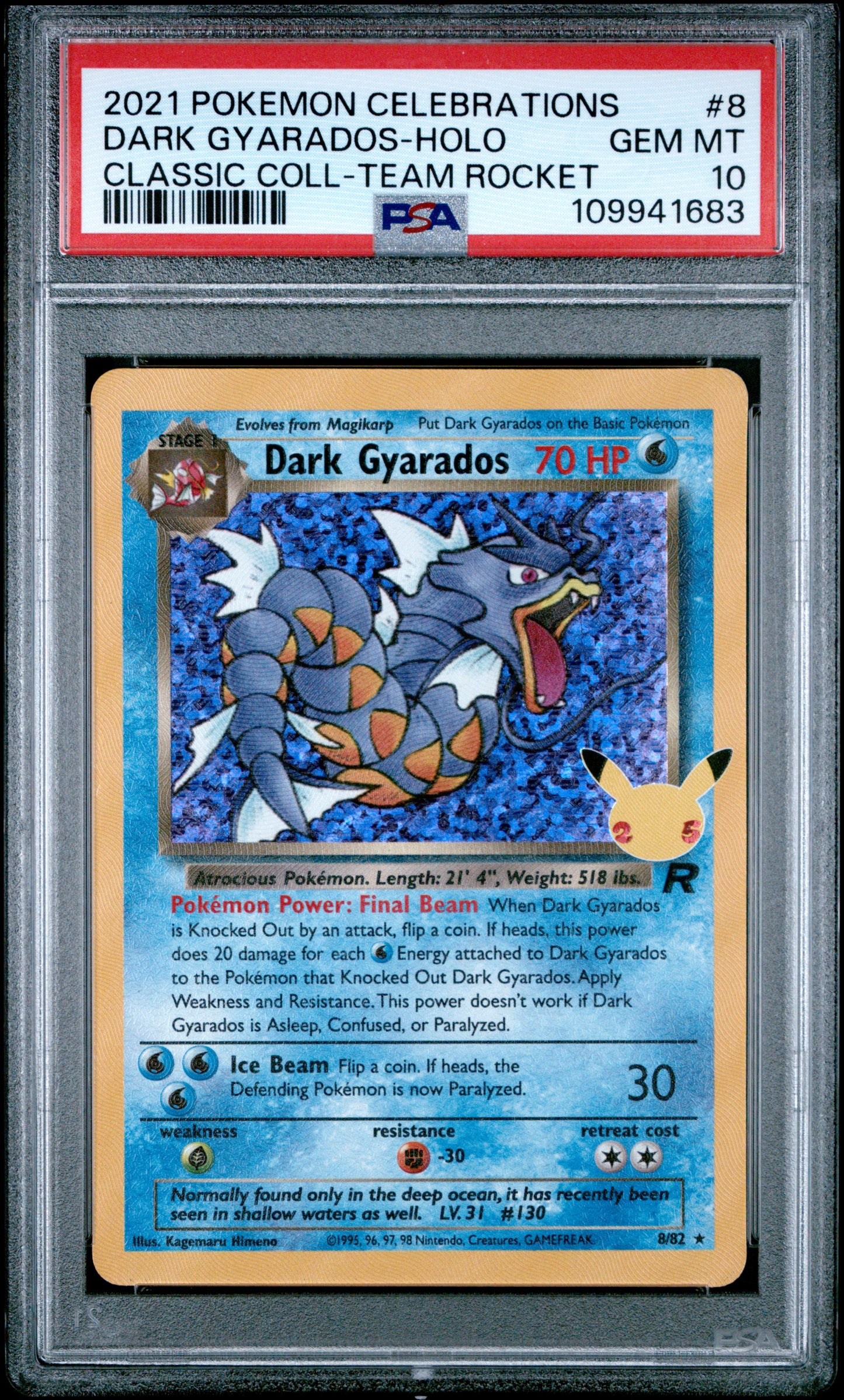 Dark Gyarados Holo PSA 10 2021 Celebrations Classic Collection #8