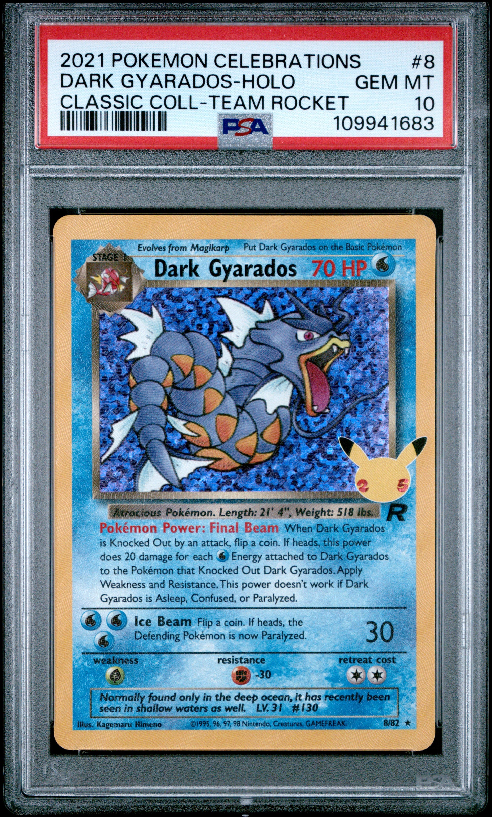 Dark Gyarados Holo PSA 10 2021 Celebrations Classic Collection #8