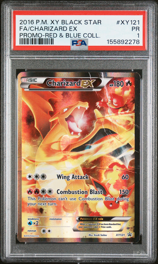 Charizard EX PSA 1 2016 Xy Red & Blue Collection Black Star Promo #XY121