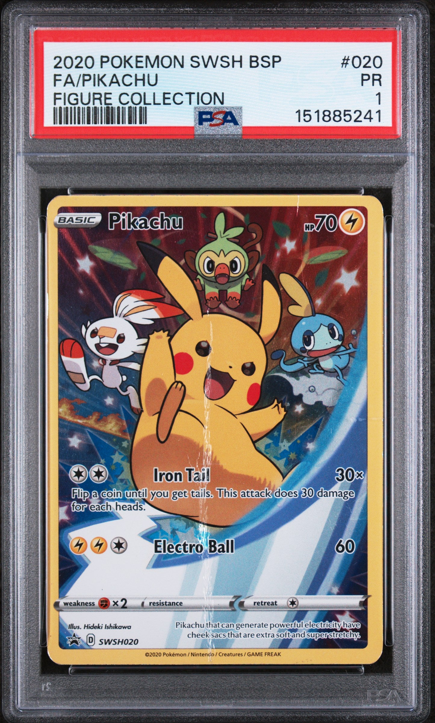 Pikachu PSA 1 2020 Swsh Figure Collection Black Star Promo #020 POP 5